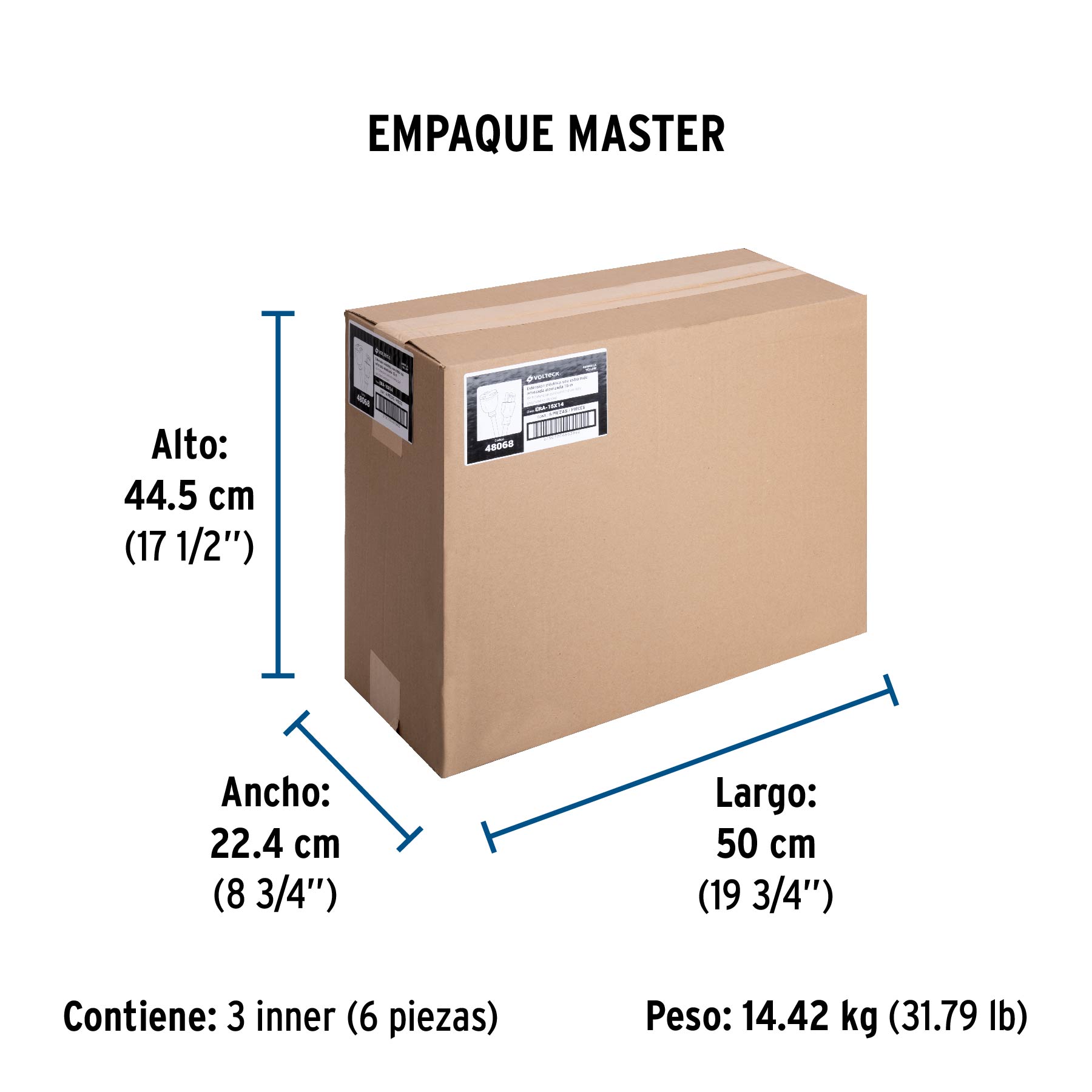 Extensión reforzada aterrizada 15 m 3x14 AWG, VOLTECK TRUPER