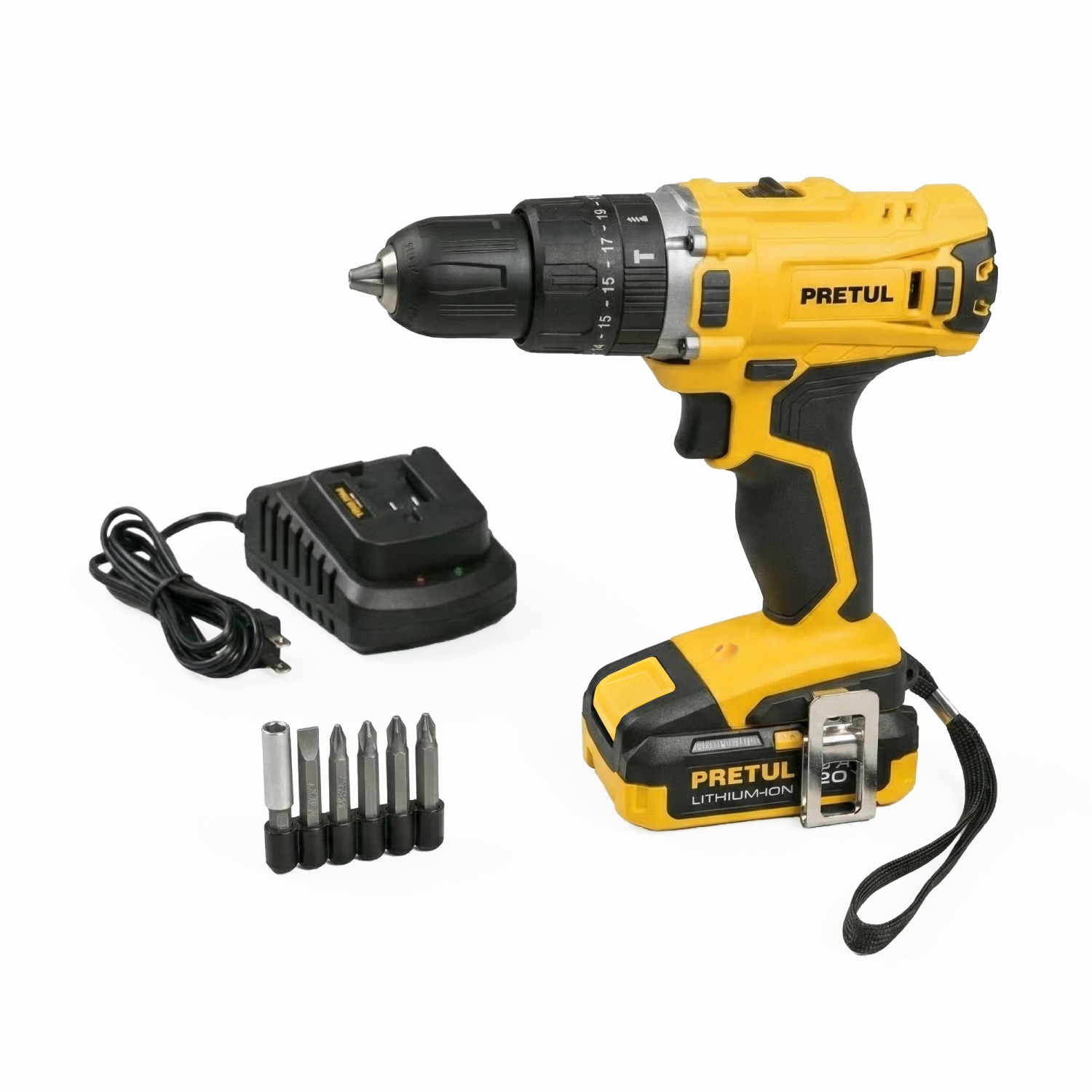 Rotomartillo/destornillador 1/2", 20V, 1 batería 2Ah, PRETUL PRETUL