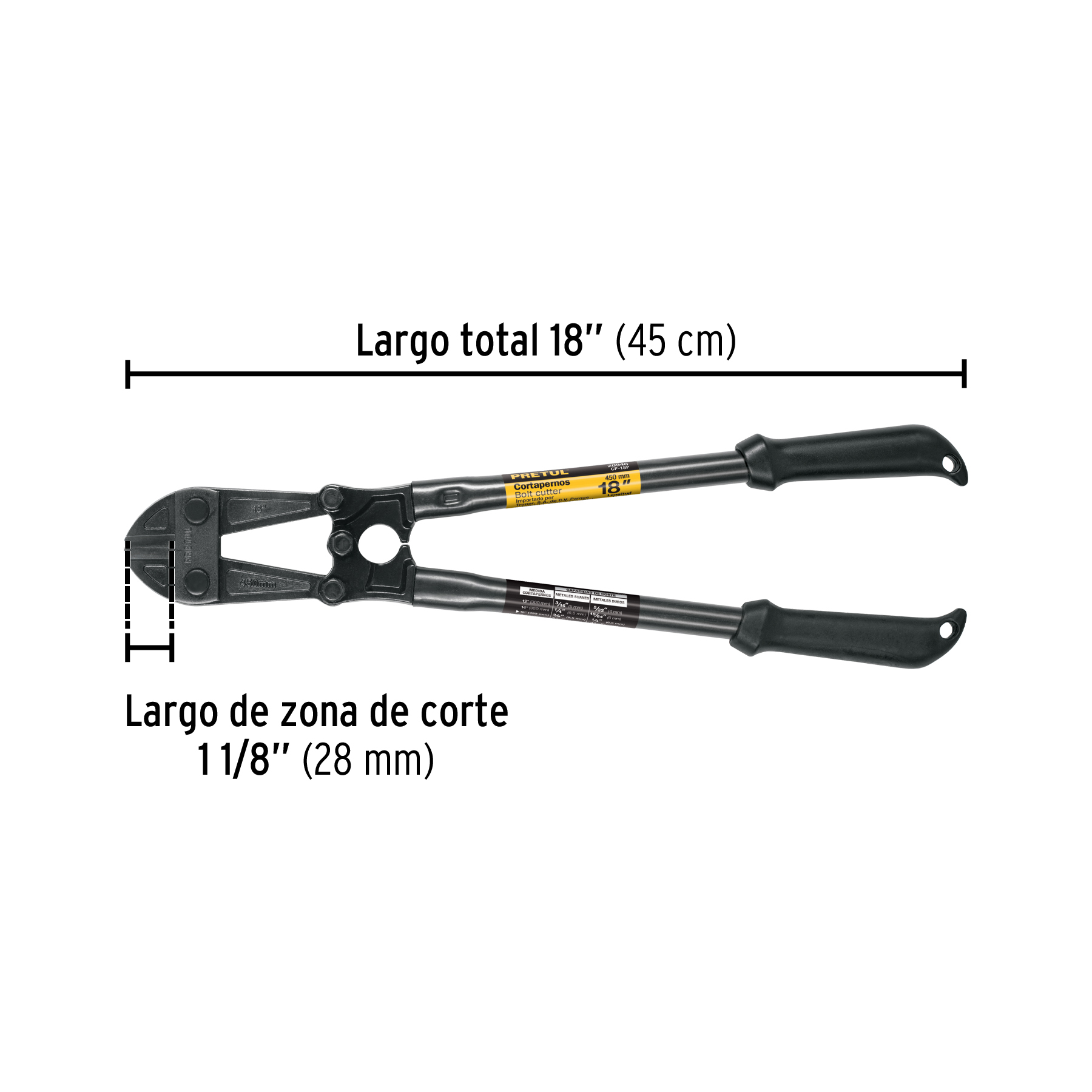 Cortapernos 18", mango tubular, PRETUL PRETUL