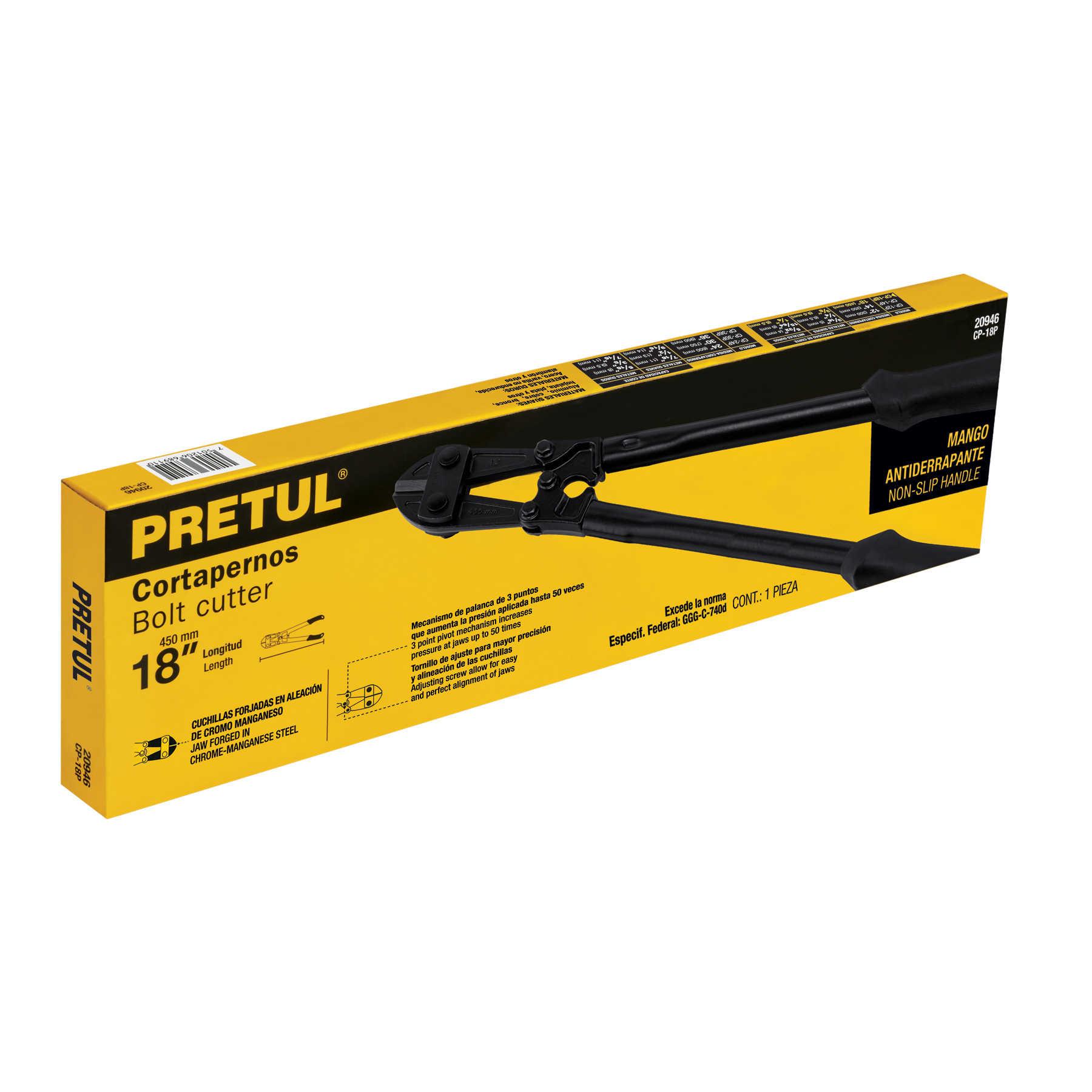 Cortapernos 18", mango tubular, PRETUL PRETUL