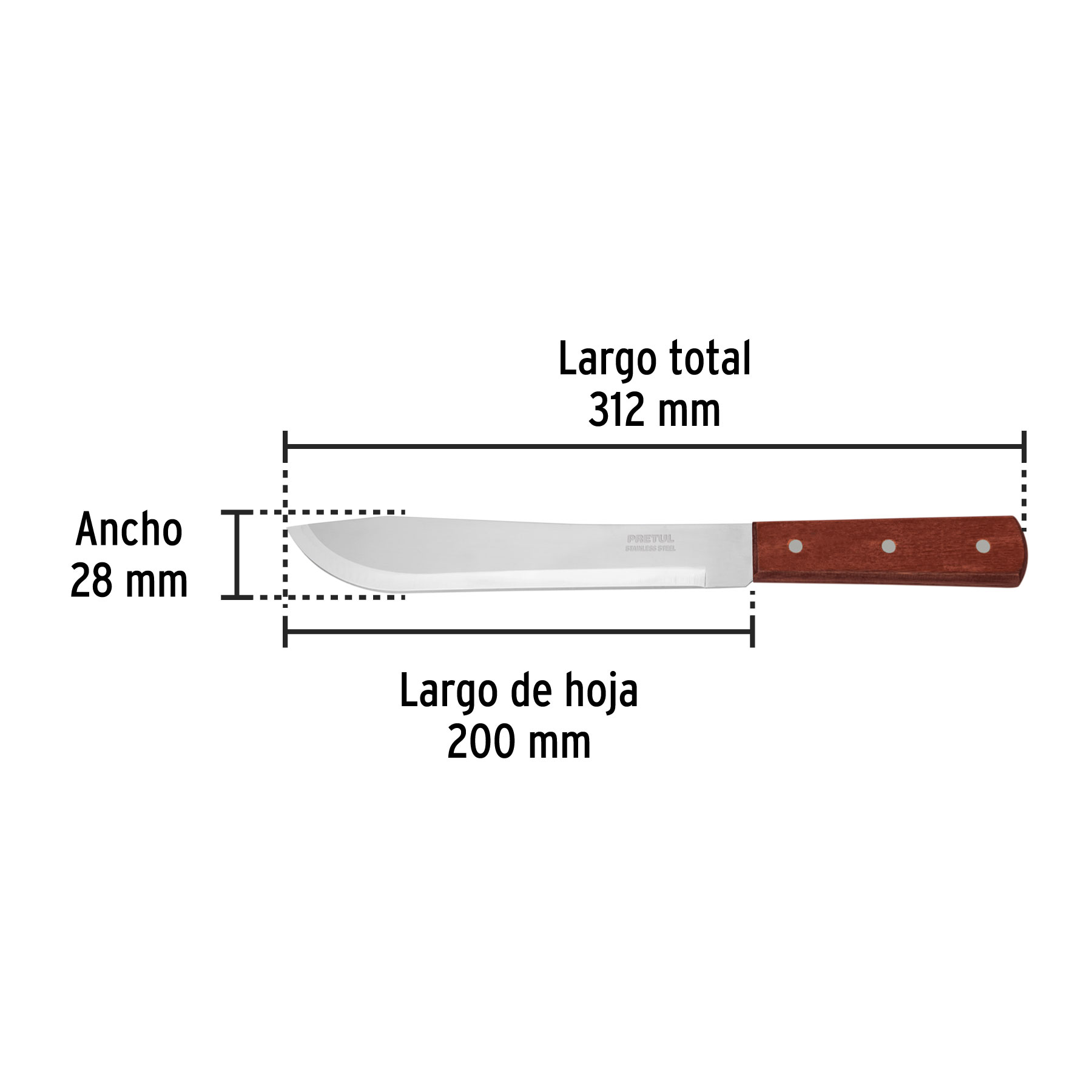 Cuchillo cebollero 8" mango de madera, PRETUL PRETUL
