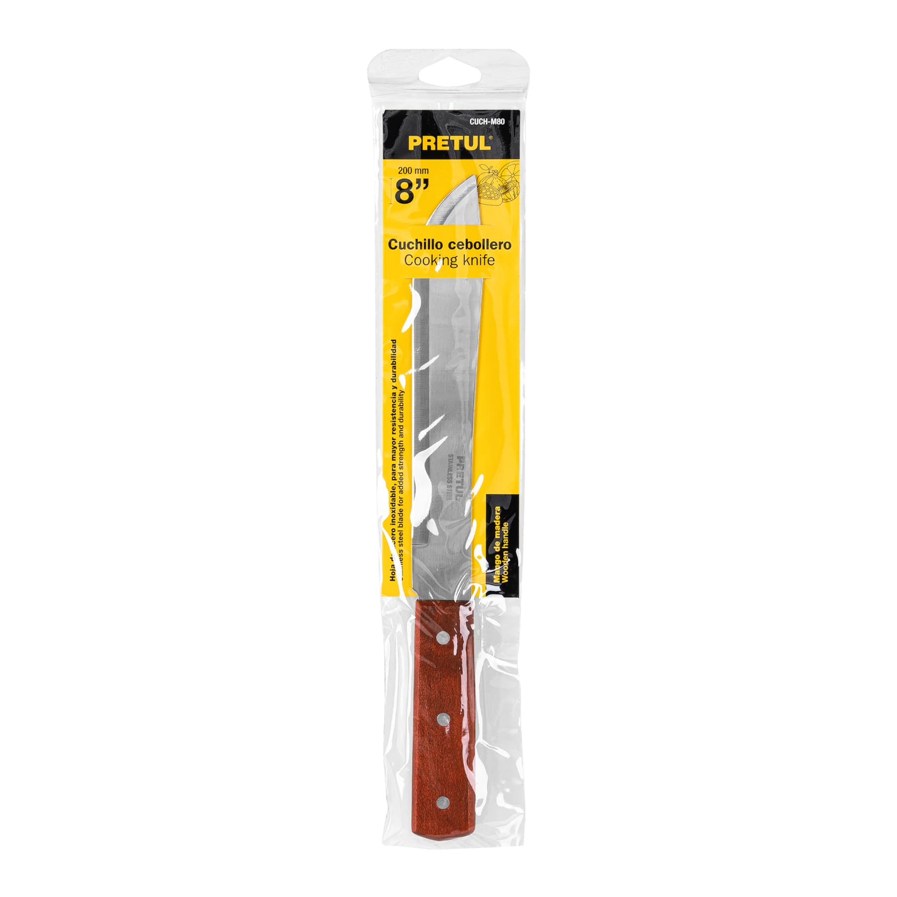 Cuchillo cebollero 8" mango de madera, PRETUL PRETUL
