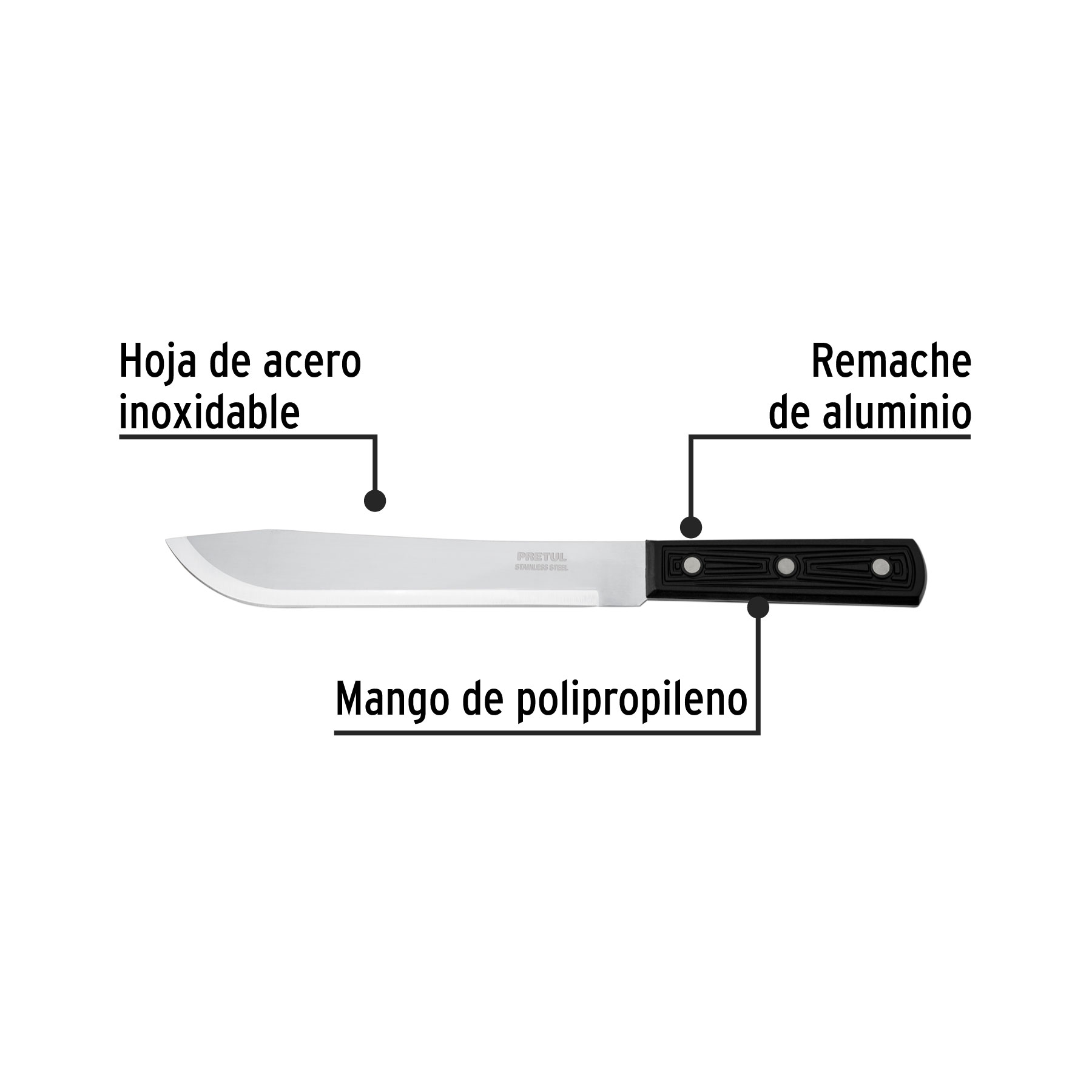 Cuchillo cebollero 8" mango de polipropileno, PRETUL PRETUL