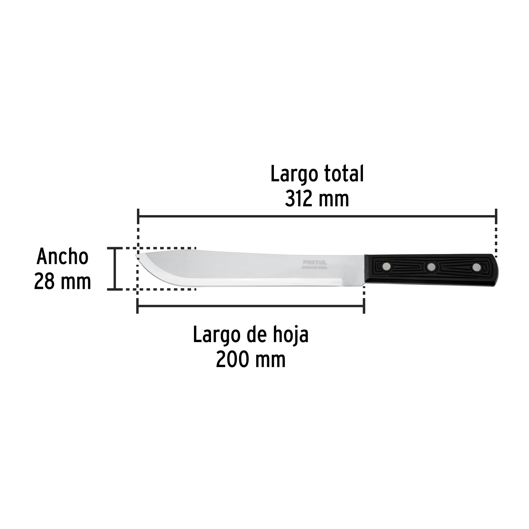 Cuchillo cebollero 8" mango de polipropileno, PRETUL PRETUL