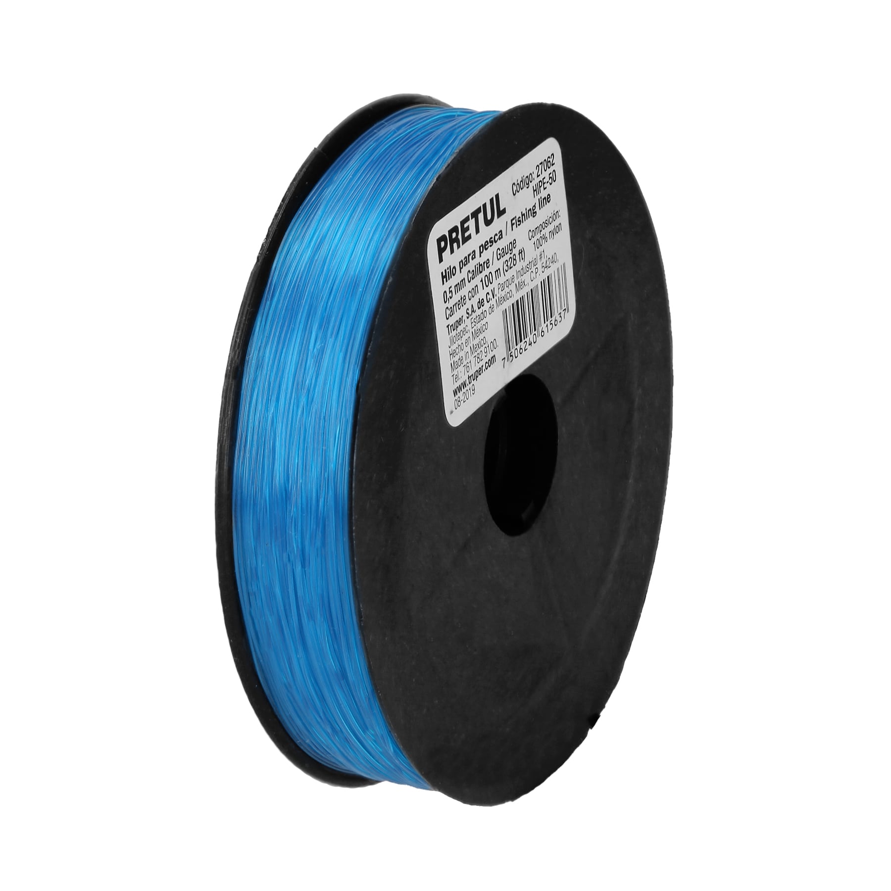 Carrete con 100 m de hilo para pesca azul calibre 0.50 mm PRETUL