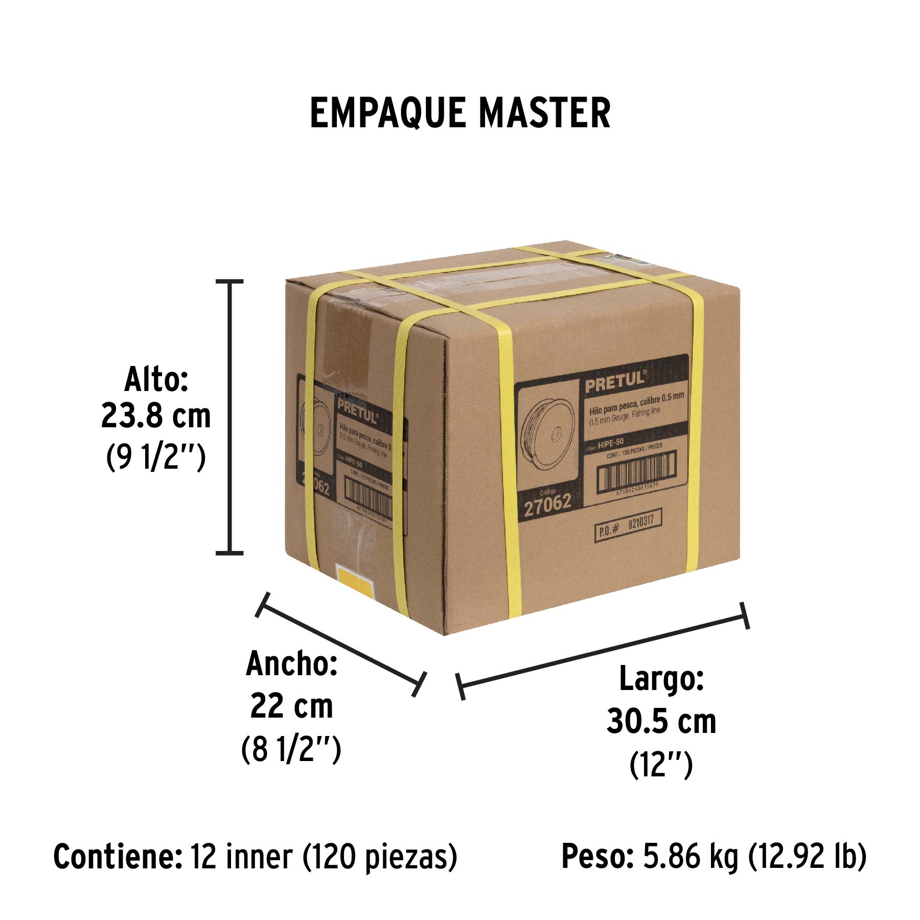 Carrete con 100 m de hilo para pesca azul calibre 0.50 mm PRETUL