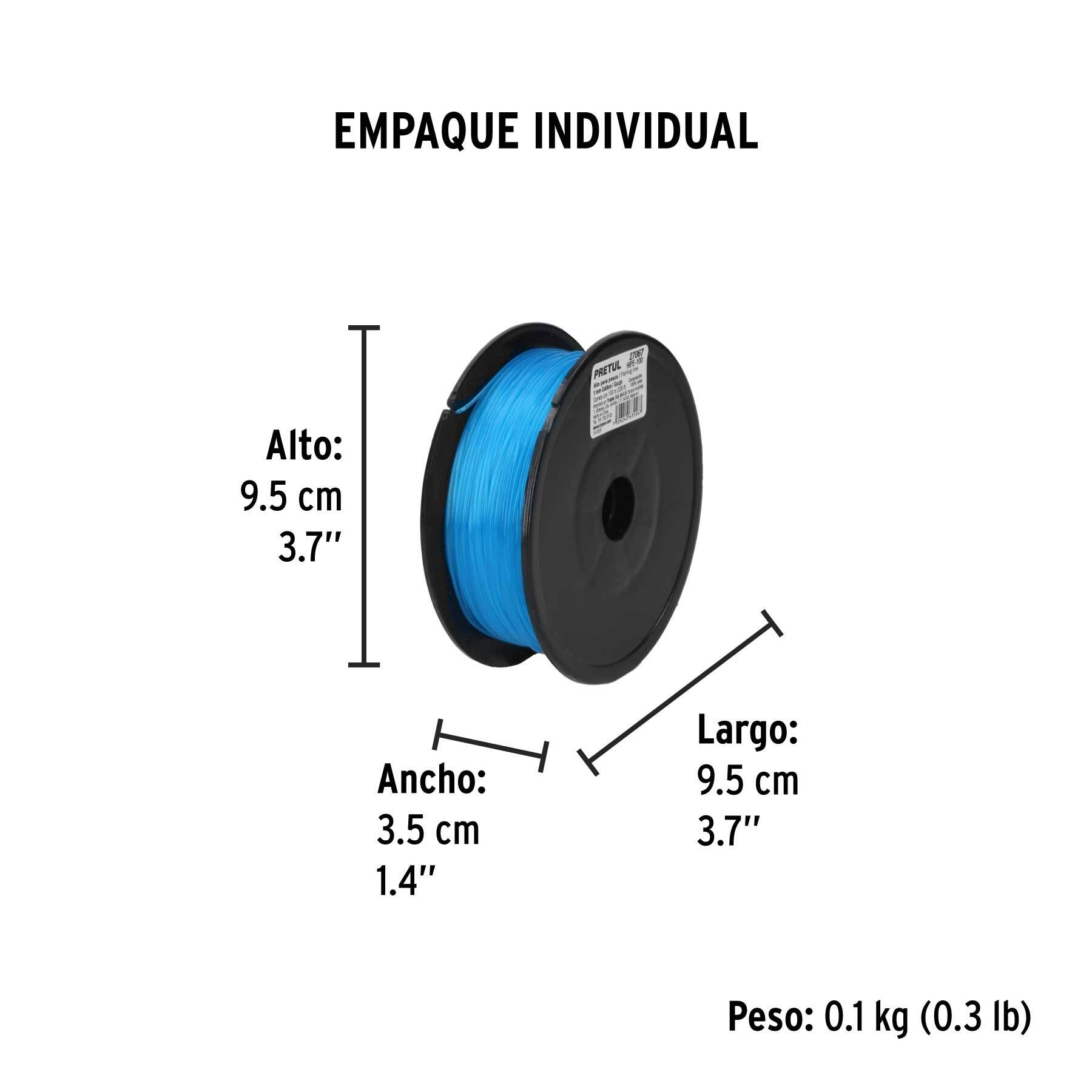 Carrete con 100 m de hilo para pesca azul calibre 1.00 mm PRETUL