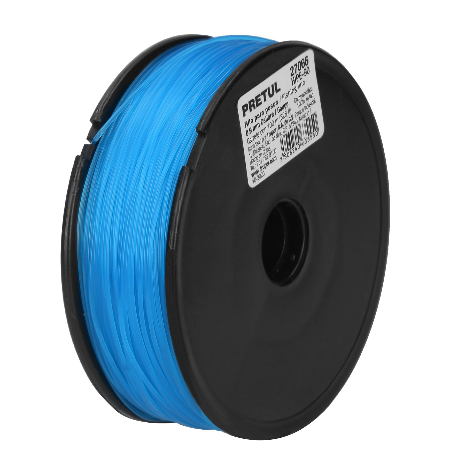 Carrete con 100 m de hilo para pesca azul calibre 0.90 mm PRETUL