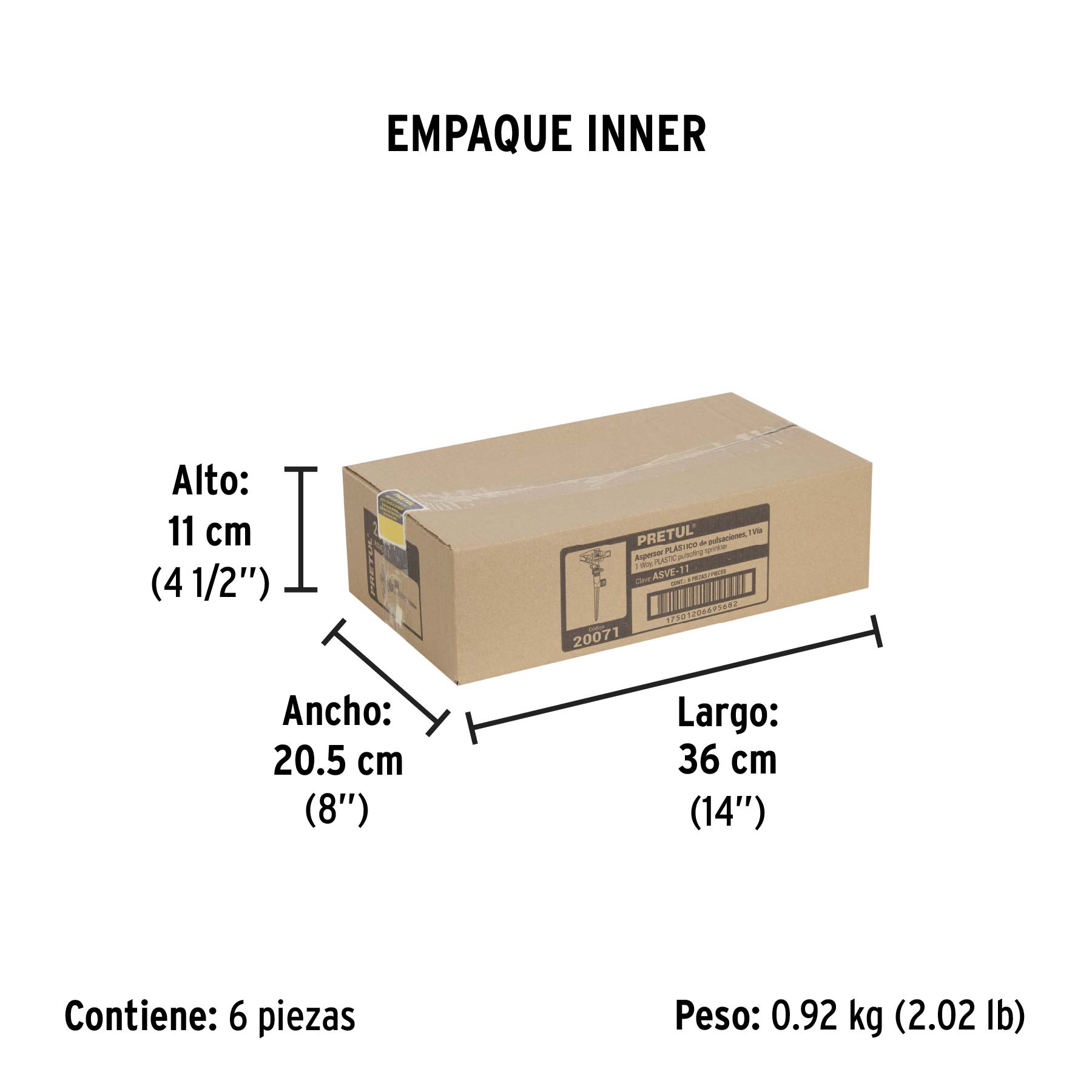 Aspersor plástico 11" una vía estaca metálica, verde, PRETUL PRETUL