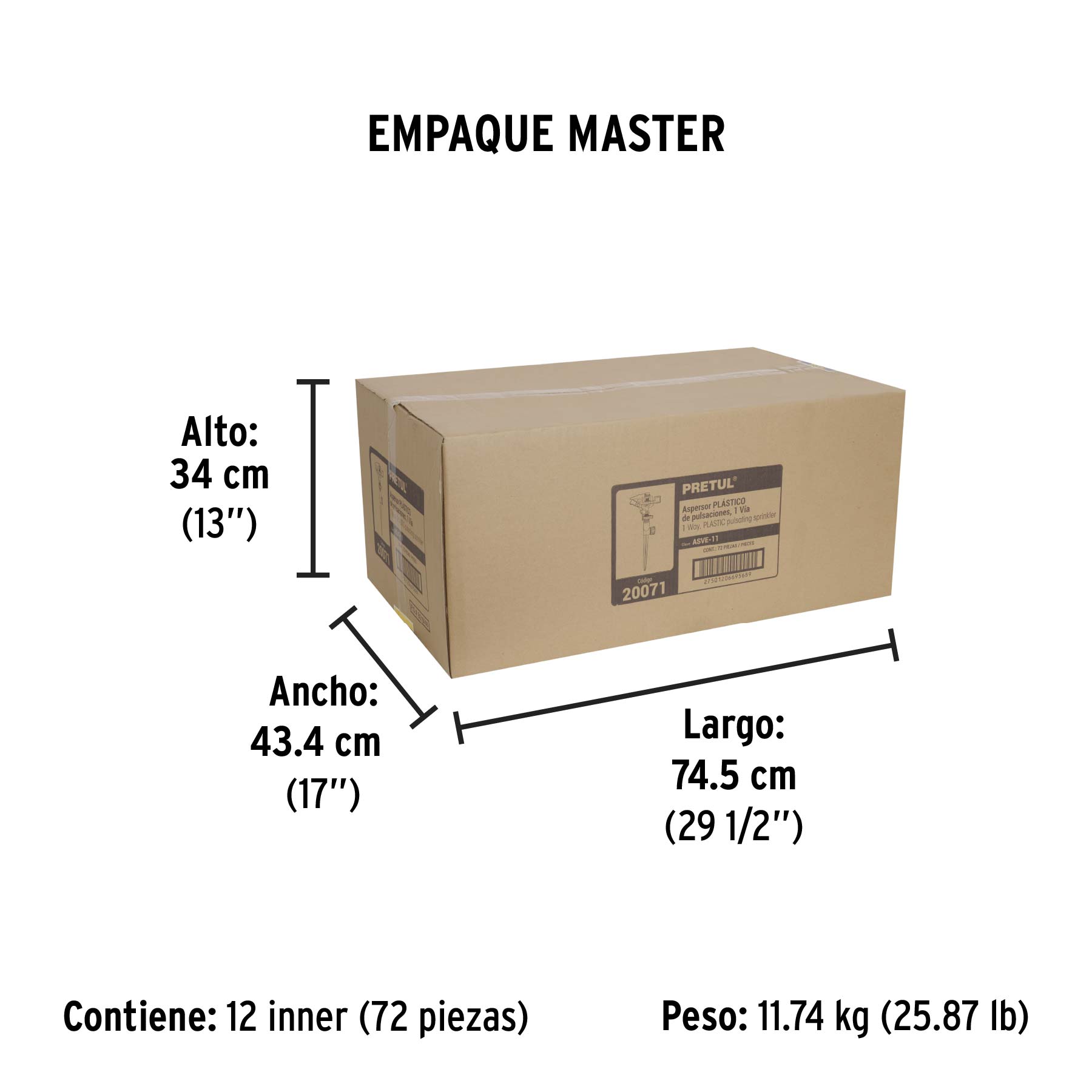 Aspersor plástico 11" una vía estaca metálica, verde, PRETUL PRETUL