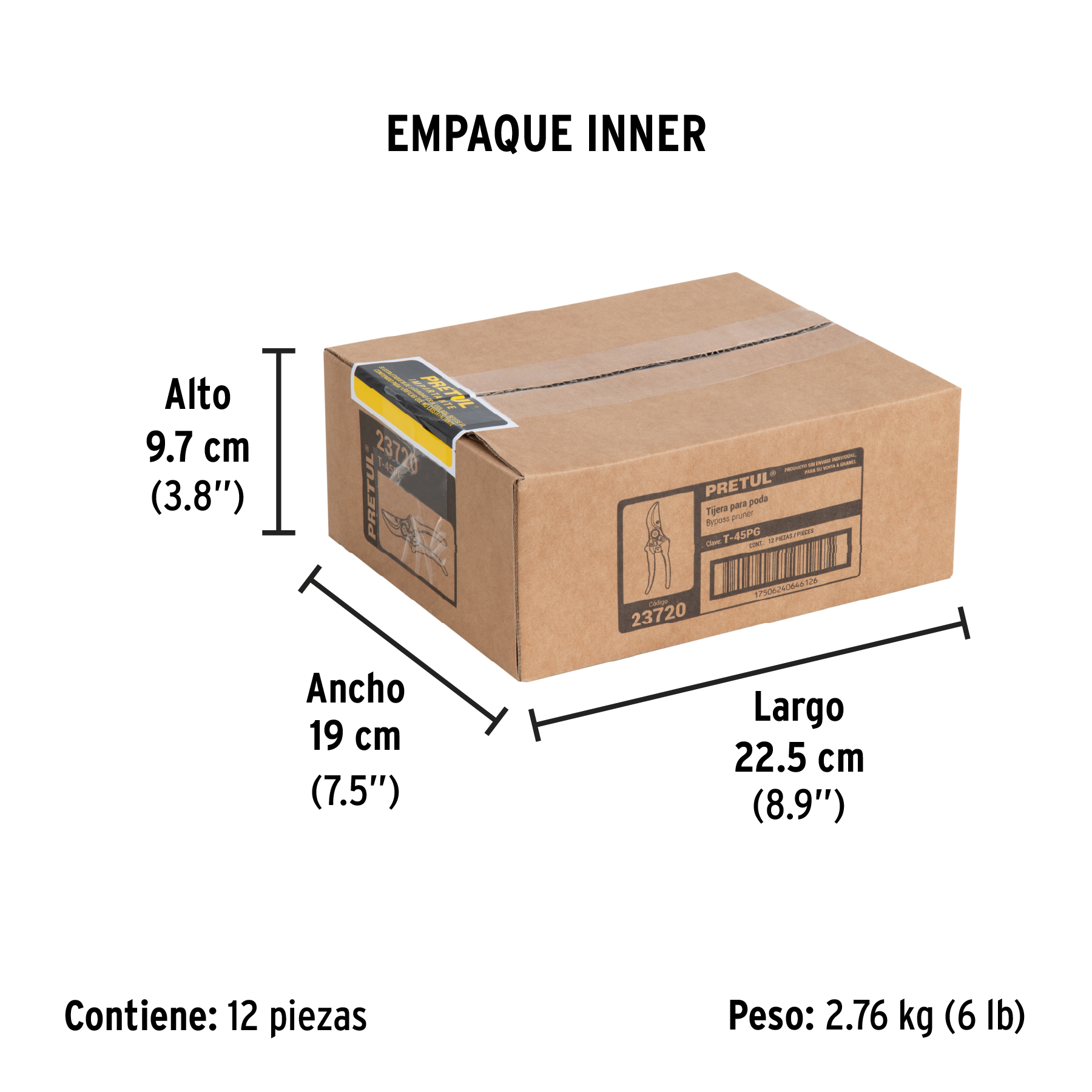 Tijera para poda 8" cuchilla de paso, a granel, PRETUL PRETUL