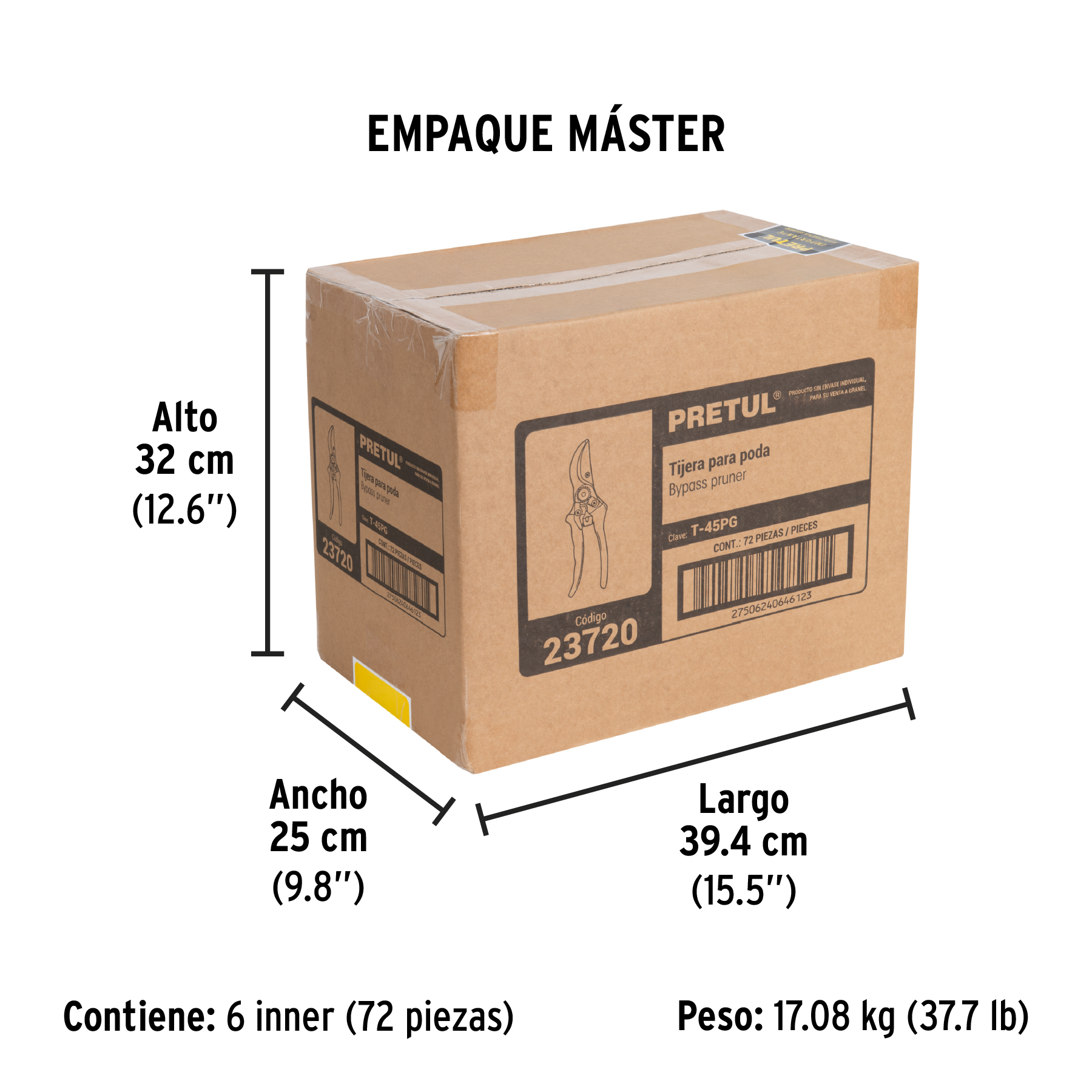 Tijera para poda 8" cuchilla de paso, a granel, PRETUL PRETUL
