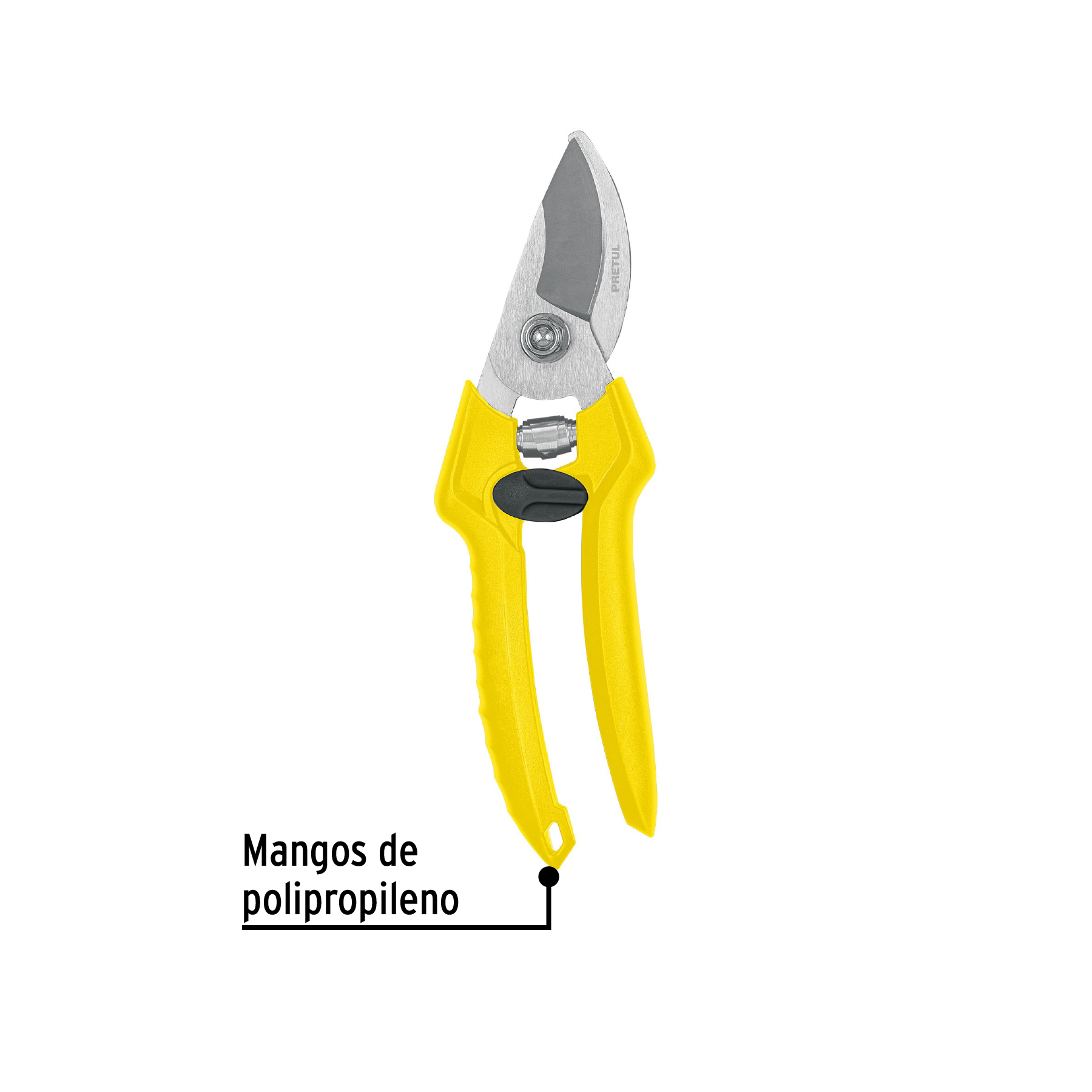 Tijera para poda 8" cuchilla de paso de acero inox, PRETUL PRETUL