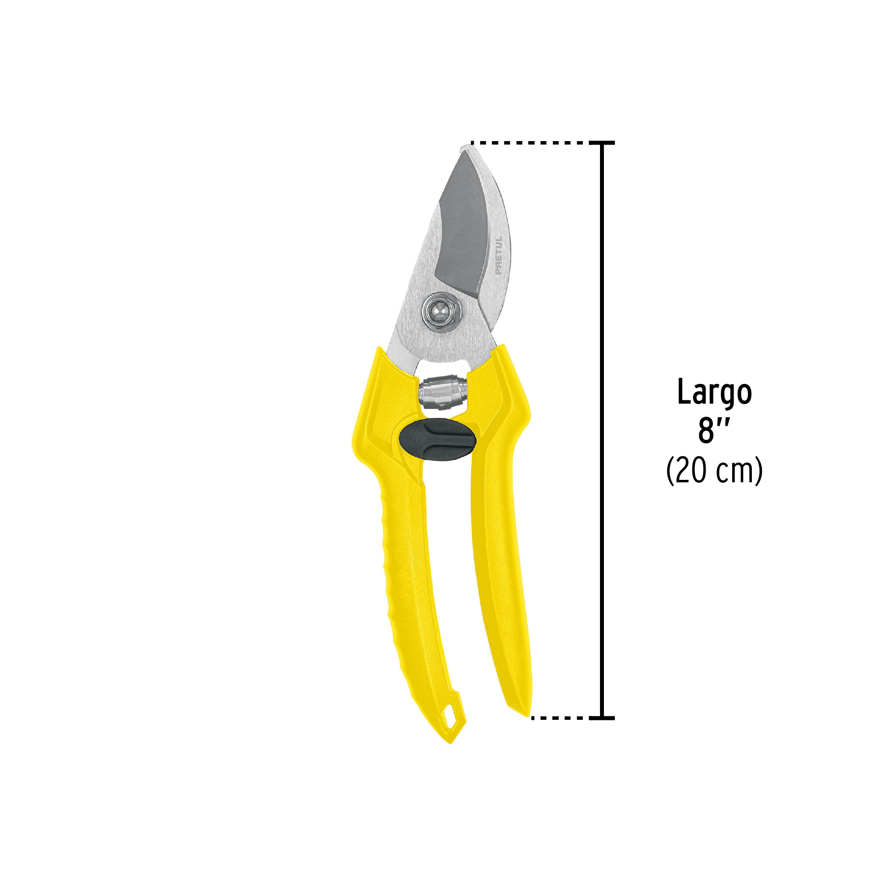 Tijera para poda 8" cuchilla de paso de acero inox, PRETUL PRETUL