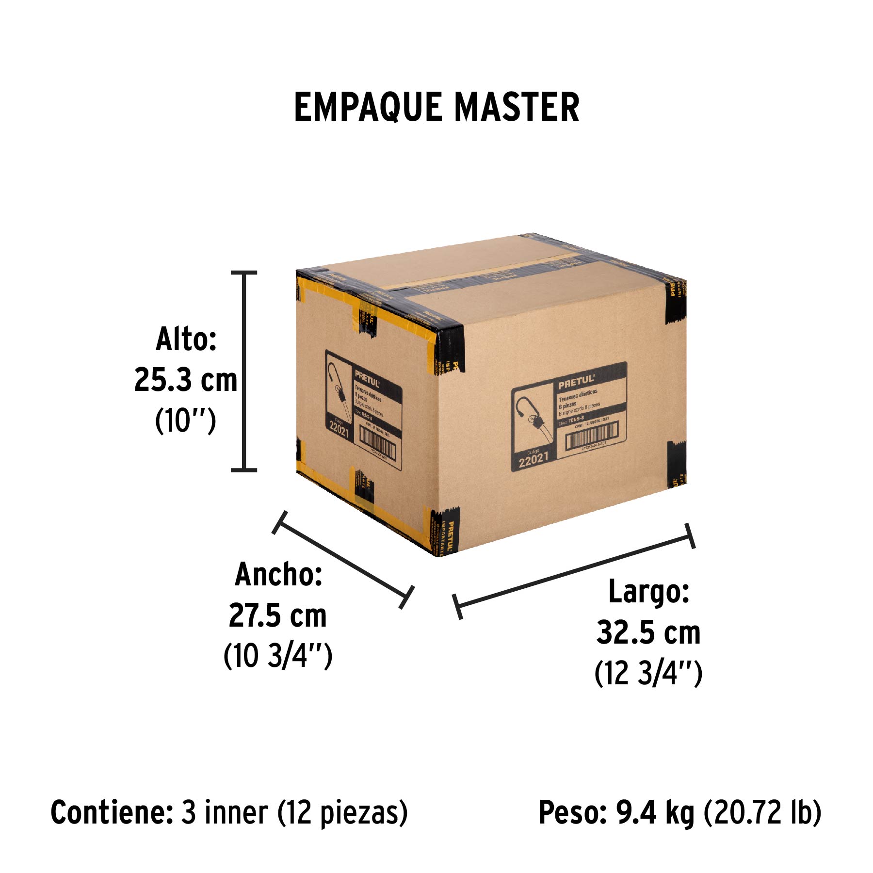 Juego de 8 tensores elásticos, PRETUL PRETUL