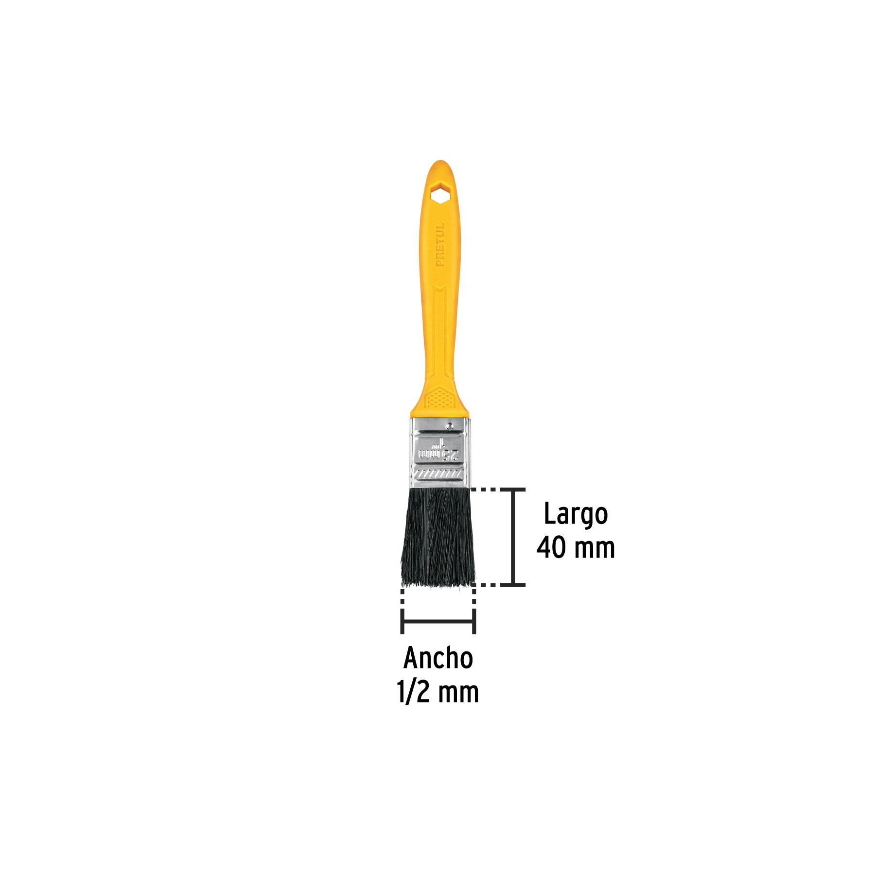 Brocha uso general de 1/2" con mango de plástico, PRETUL PRETUL