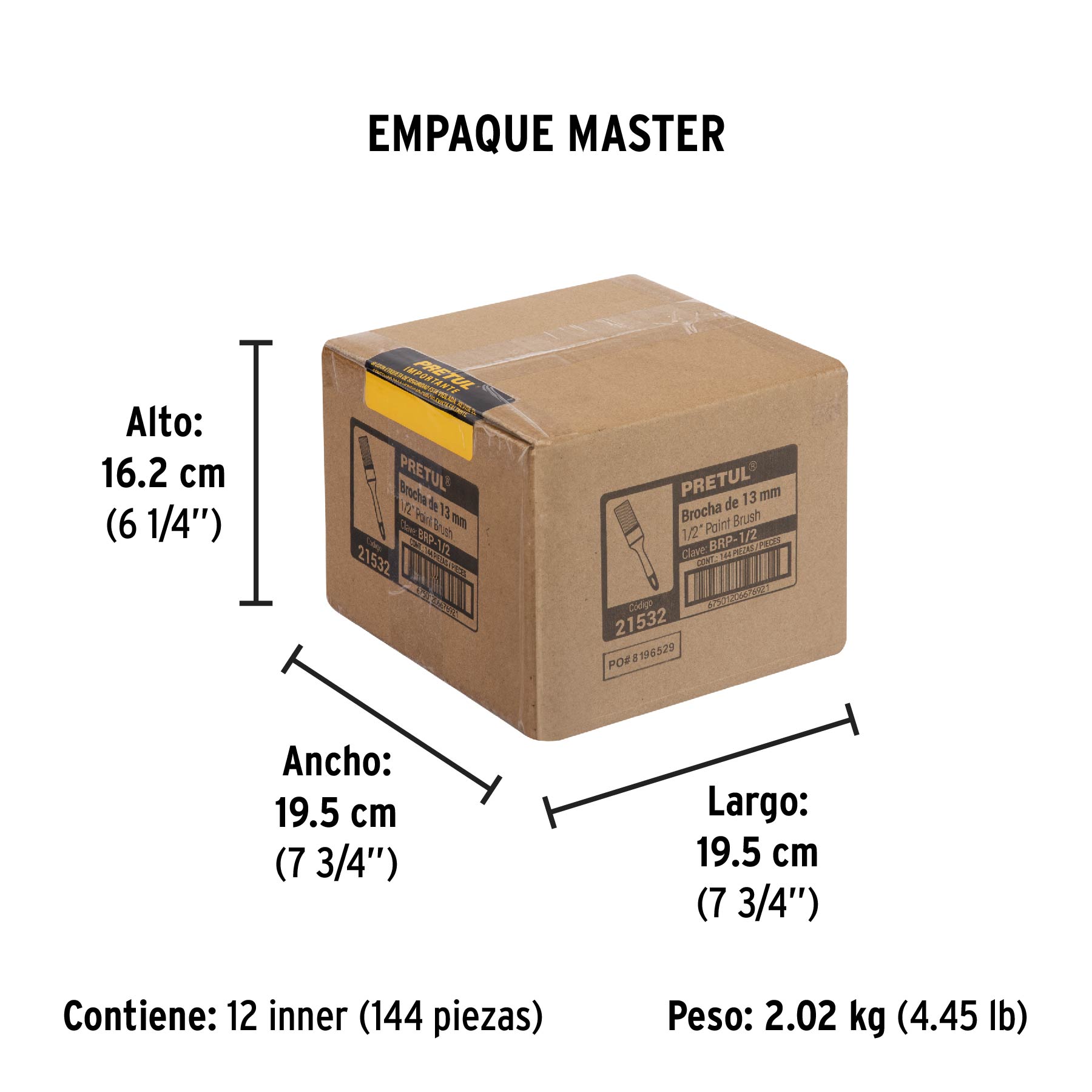 Brocha uso general de 1/2" con mango de plástico, PRETUL PRETUL