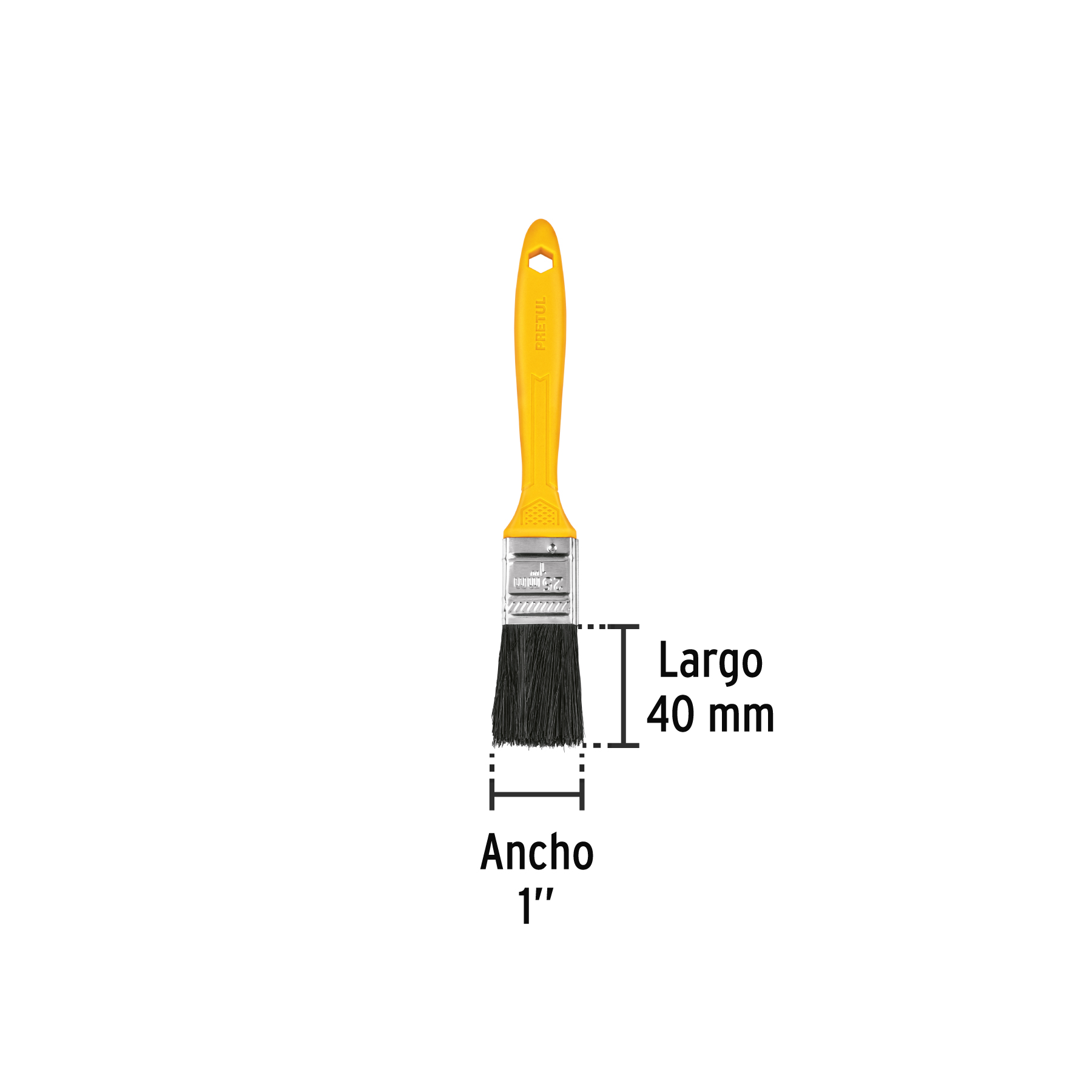 Brocha uso general de 1" con mango de plástico, PRETUL PRETUL