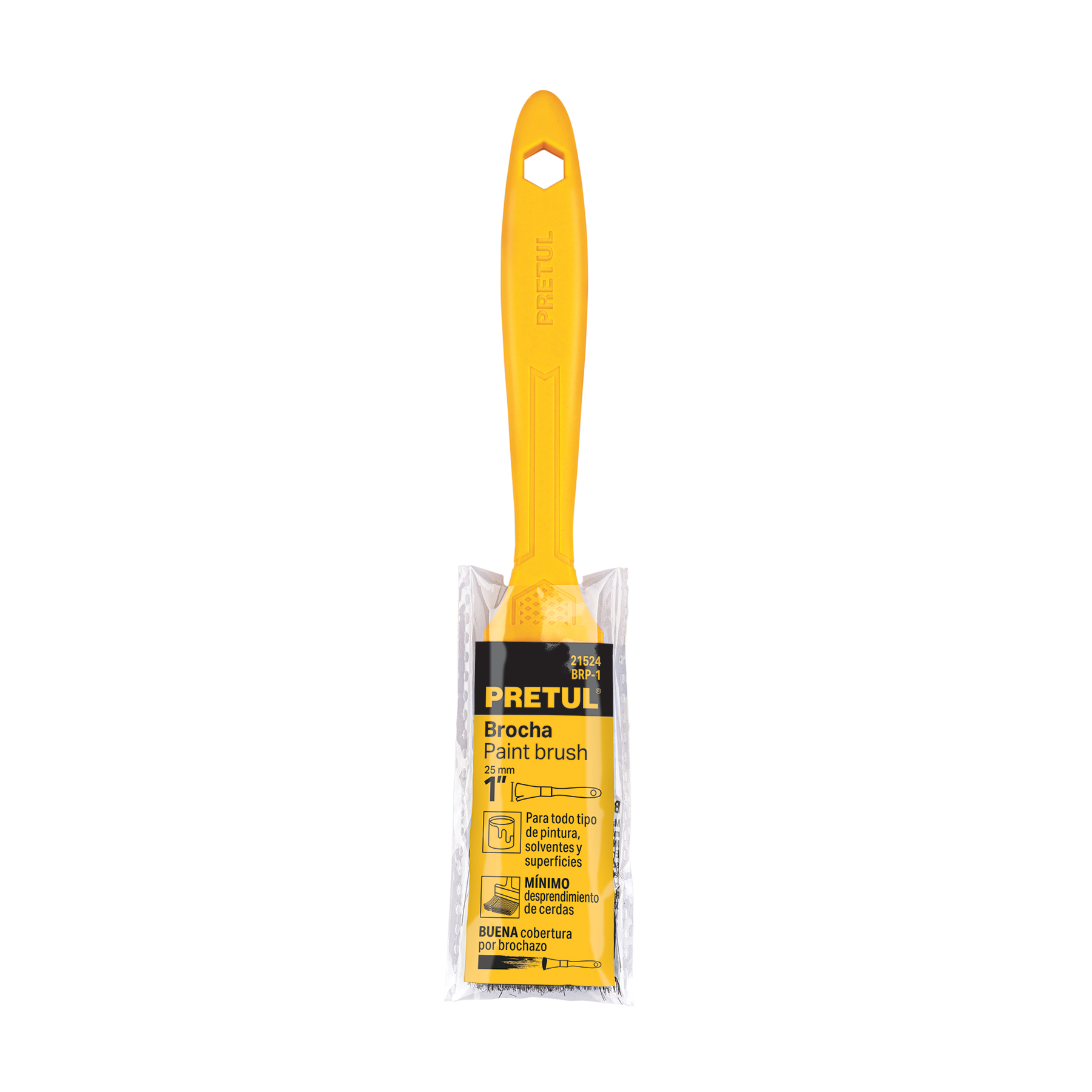 Brocha uso general de 1" con mango de plástico, PRETUL PRETUL