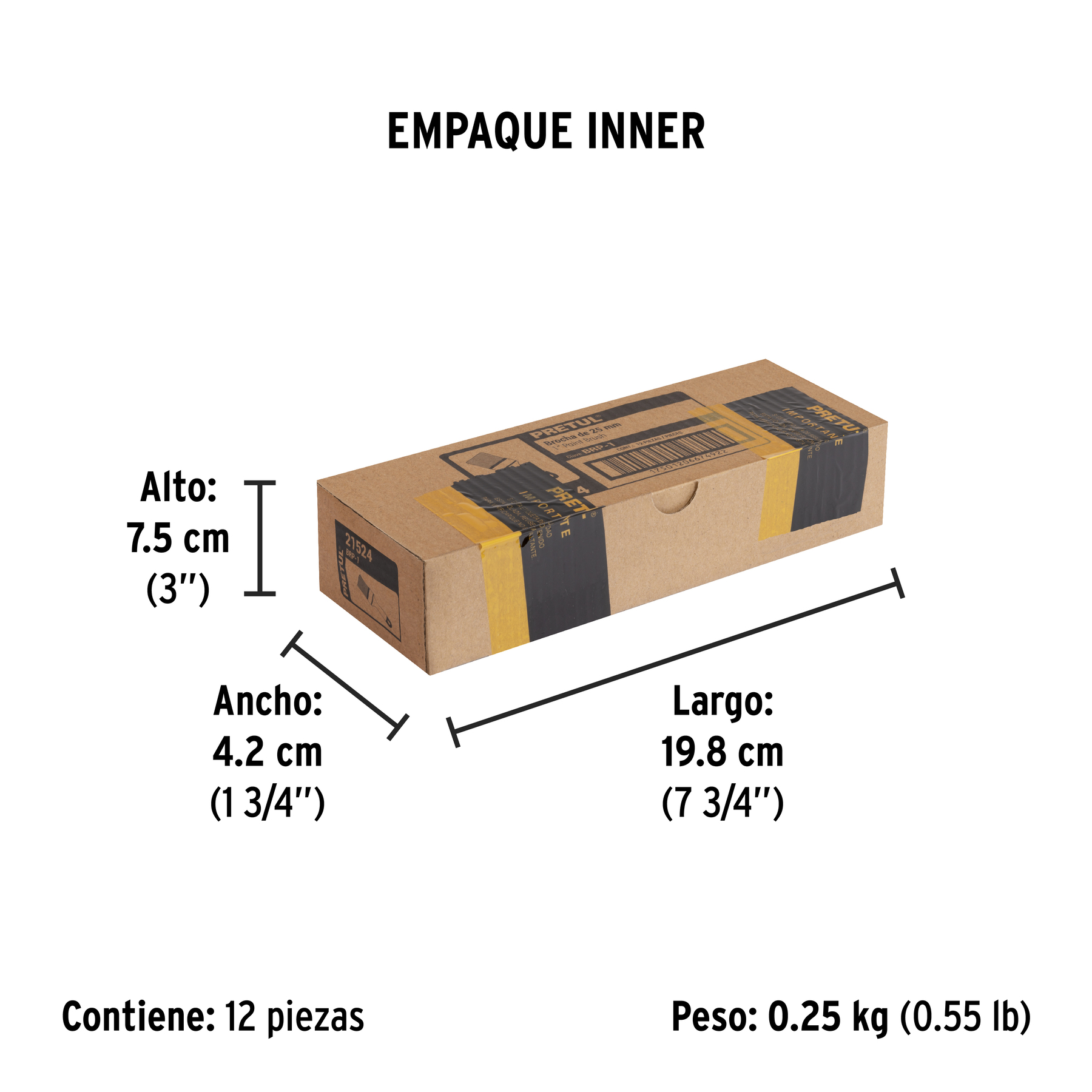 Brocha uso general de 1" con mango de plástico, PRETUL PRETUL