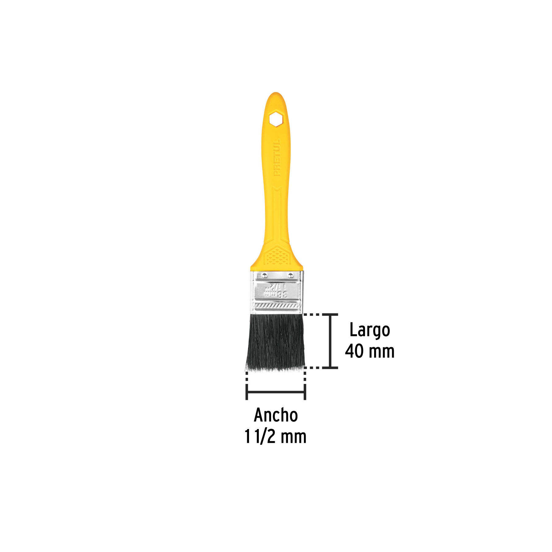 Brocha uso general de 1-1/2" con mango de plástico, PRETUL PRETUL