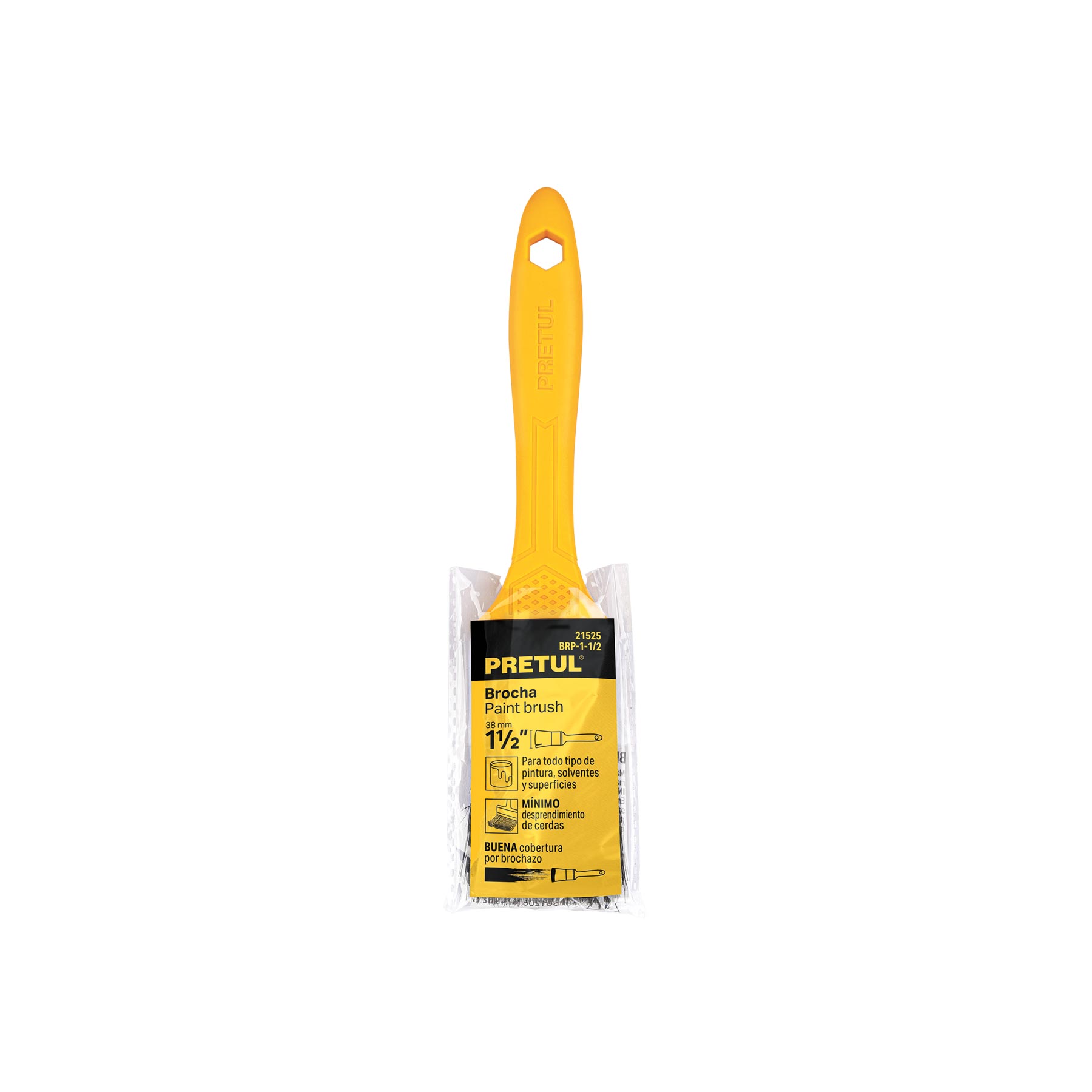 Brocha uso general de 1-1/2" con mango de plástico, PRETUL PRETUL
