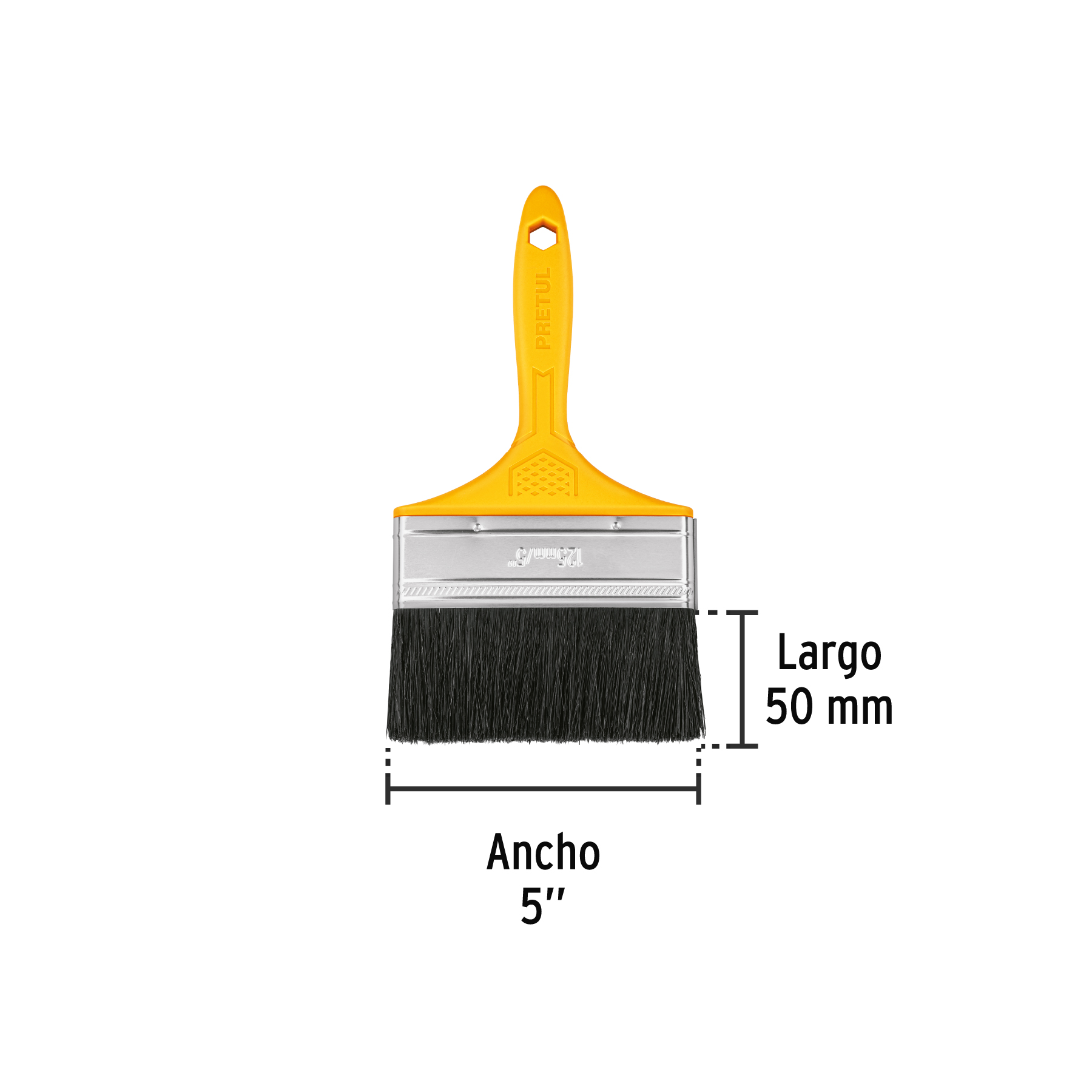 Brocha uso general de 5" con mango de plástico, PRETUL PRETUL