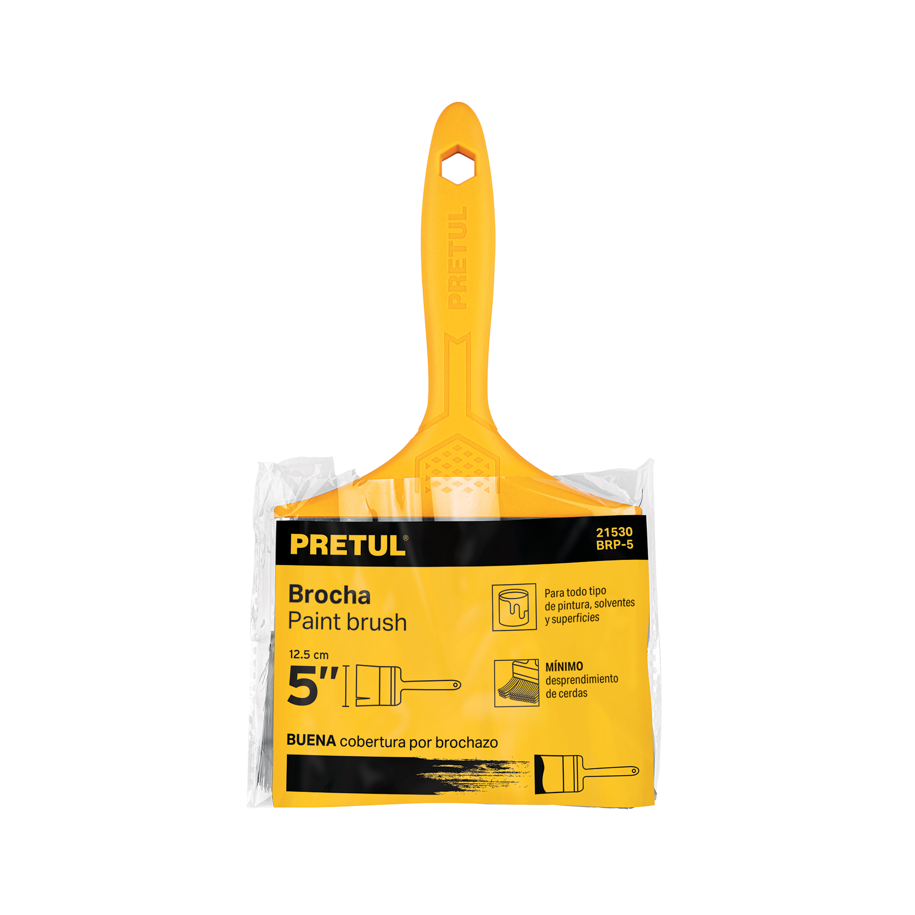 Brocha uso general de 5" con mango de plástico, PRETUL PRETUL