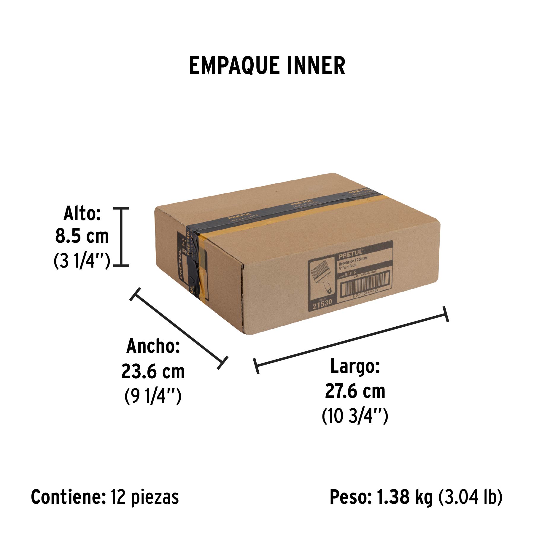 Brocha uso general de 5" con mango de plástico, PRETUL PRETUL