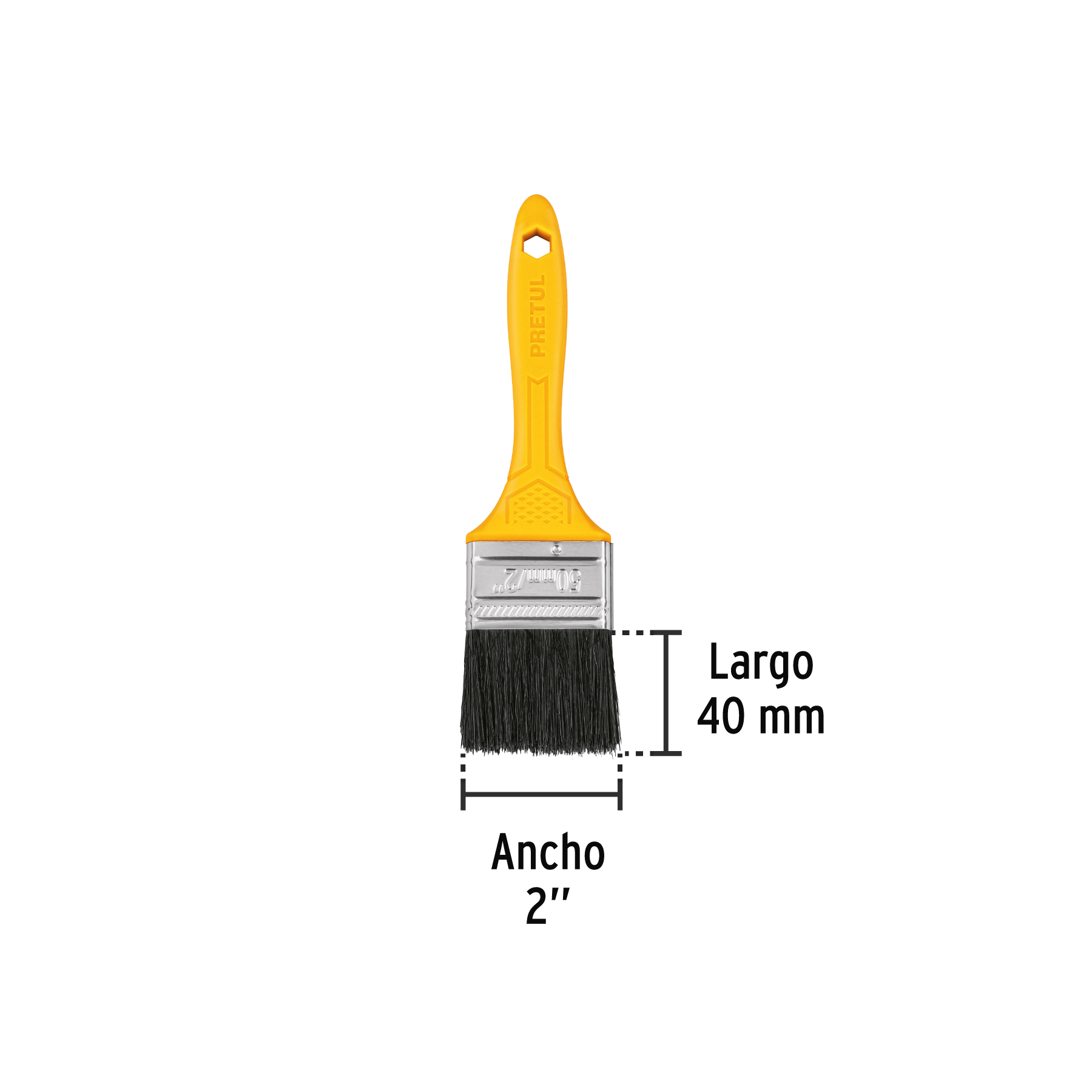 Brocha uso general de 2" con mango de plástico, PRETUL PRETUL
