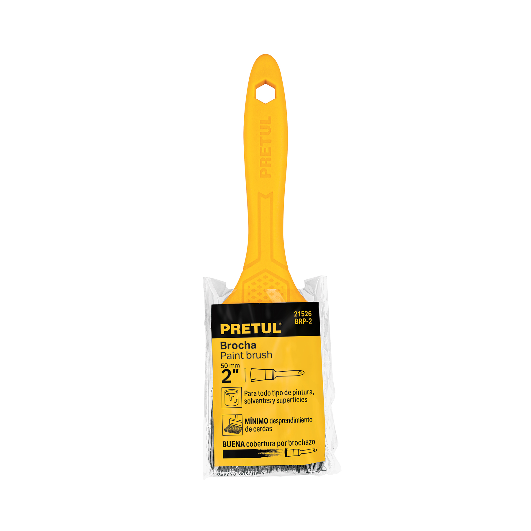 Brocha uso general de 2" con mango de plástico, PRETUL PRETUL