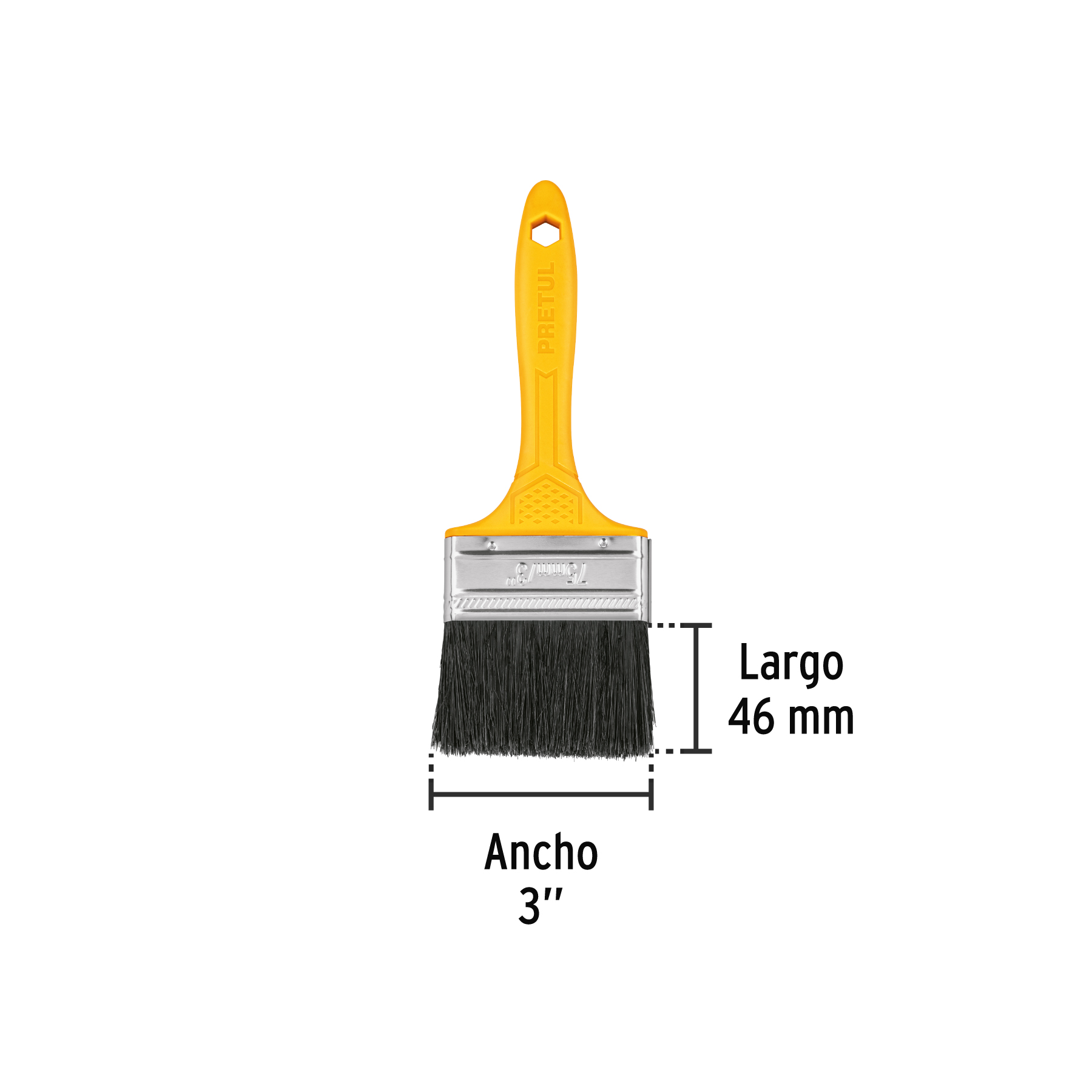 Brocha uso general de 3" con mango de plástico, PRETUL PRETUL
