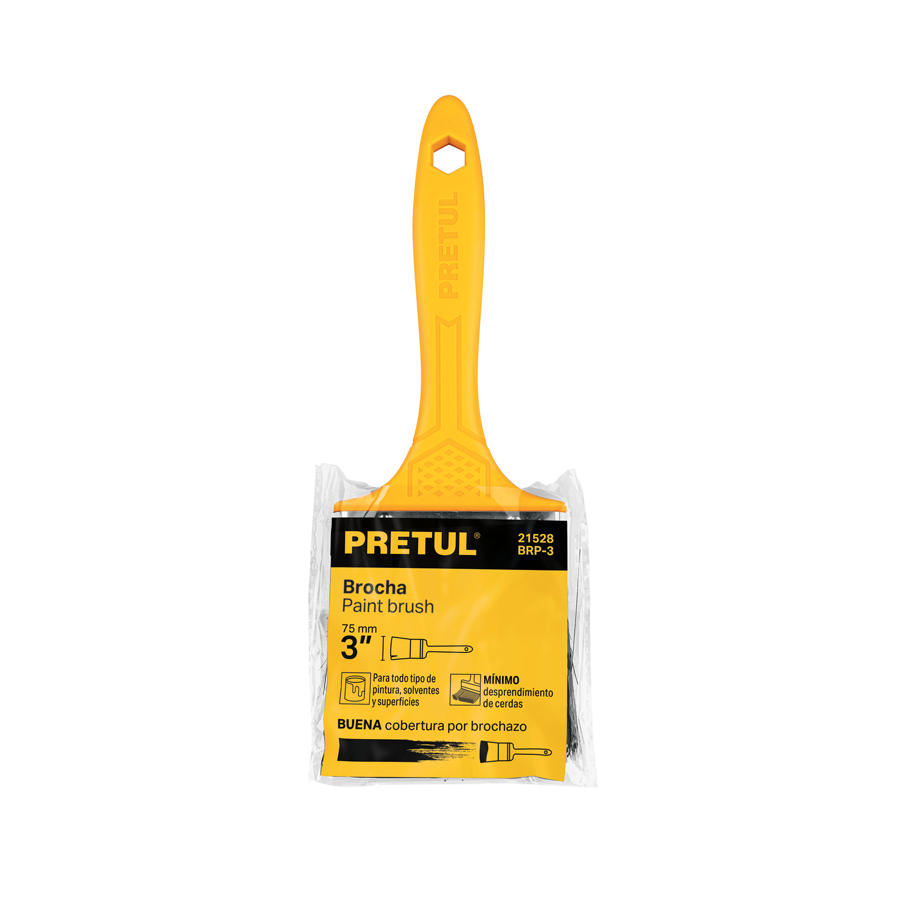 Brocha uso general de 3" con mango de plástico, PRETUL PRETUL