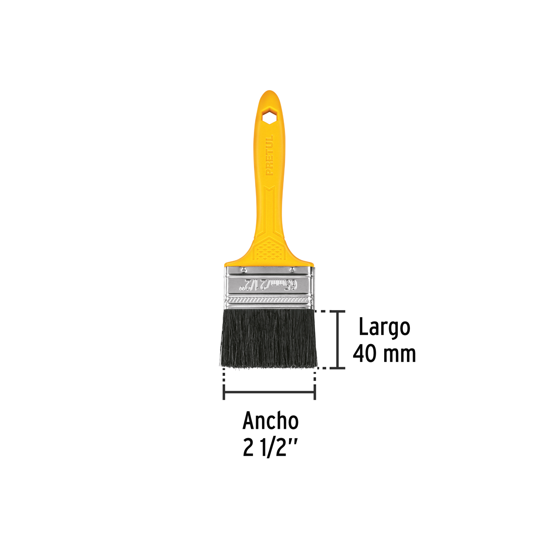 Brocha uso general de 2-1/2" con mango de plástico, PRETUL PRETUL