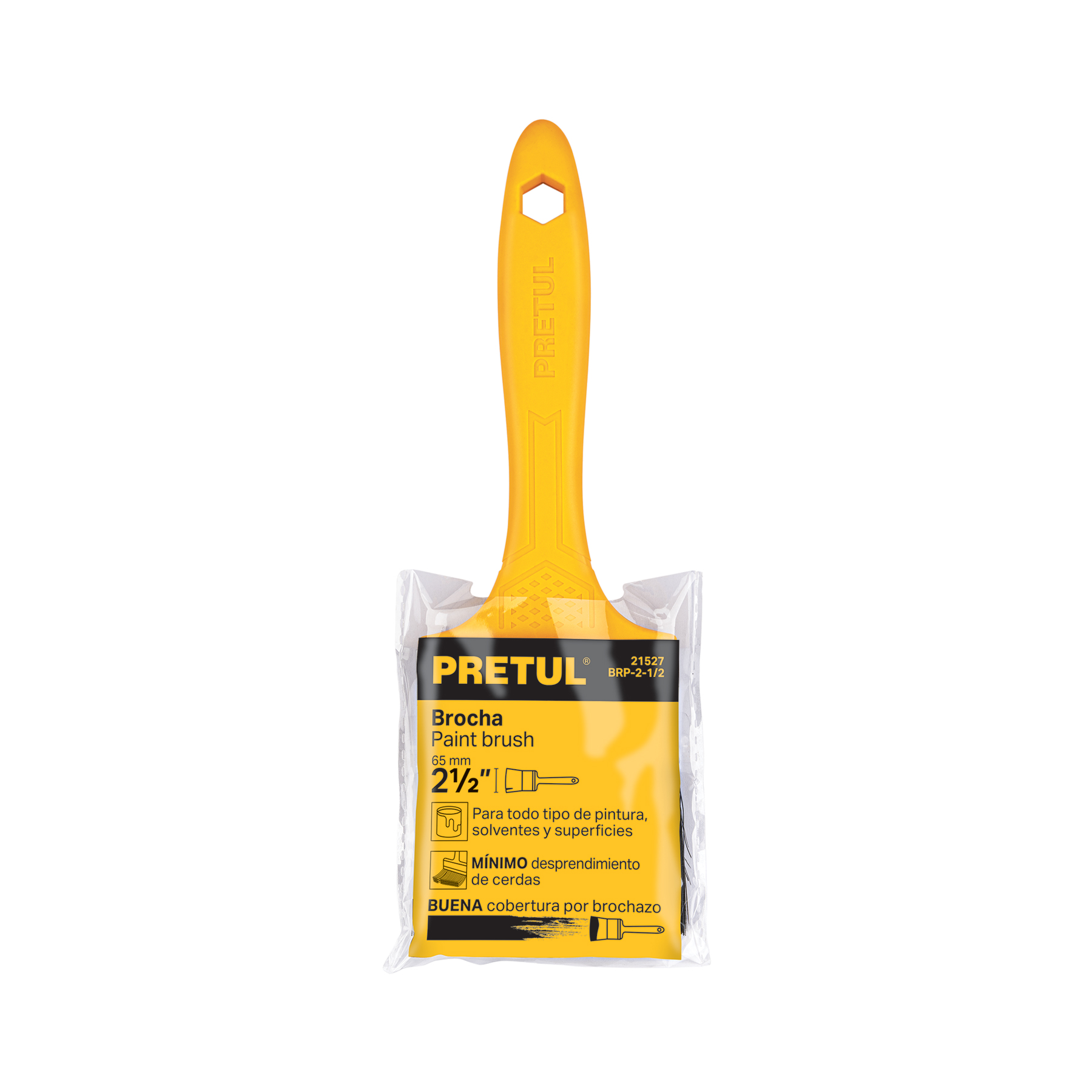 Brocha uso general de 2-1/2" con mango de plástico, PRETUL PRETUL