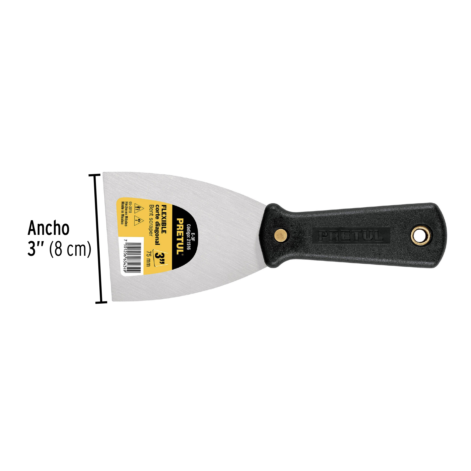 Espátula flexible 3" con mango de plástico, PRETUL PRETUL