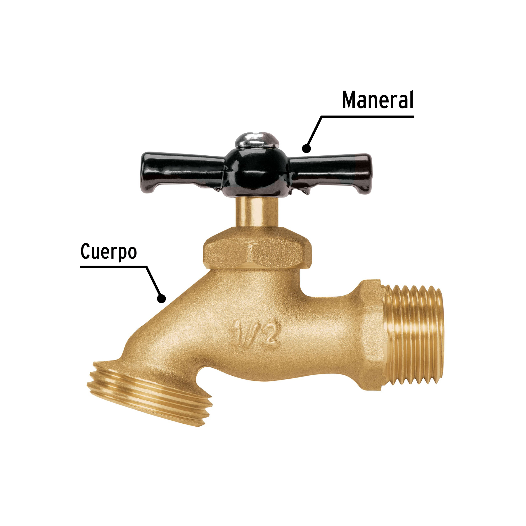 Llave p/manguera, de latón 100g, 1/2", blíster, PRETUL PRETUL