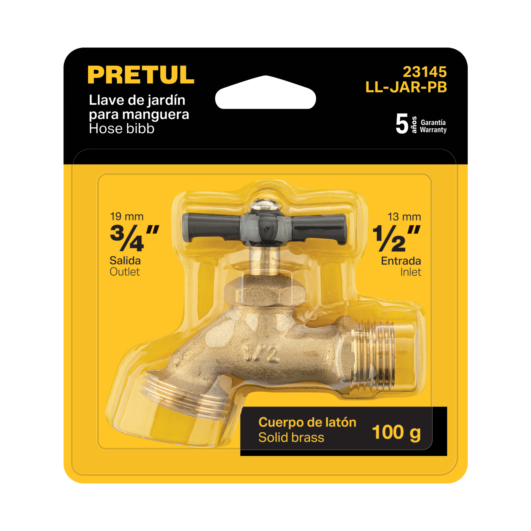 Llave p/manguera, de latón 100g, 1/2", blíster, PRETUL PRETUL