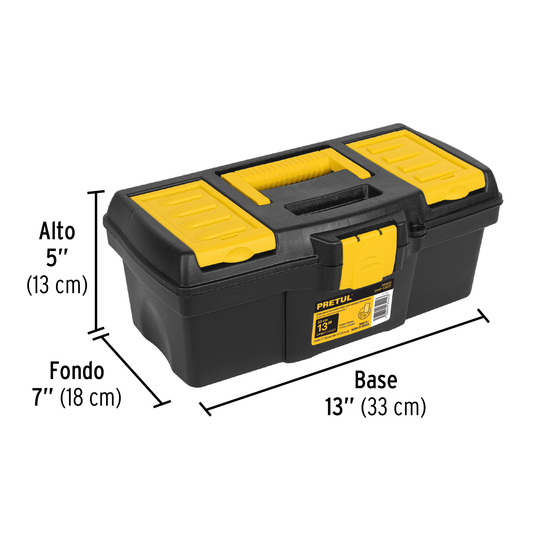 Caja para herramienta de 13" con compartimentos, PRETUL PRETUL