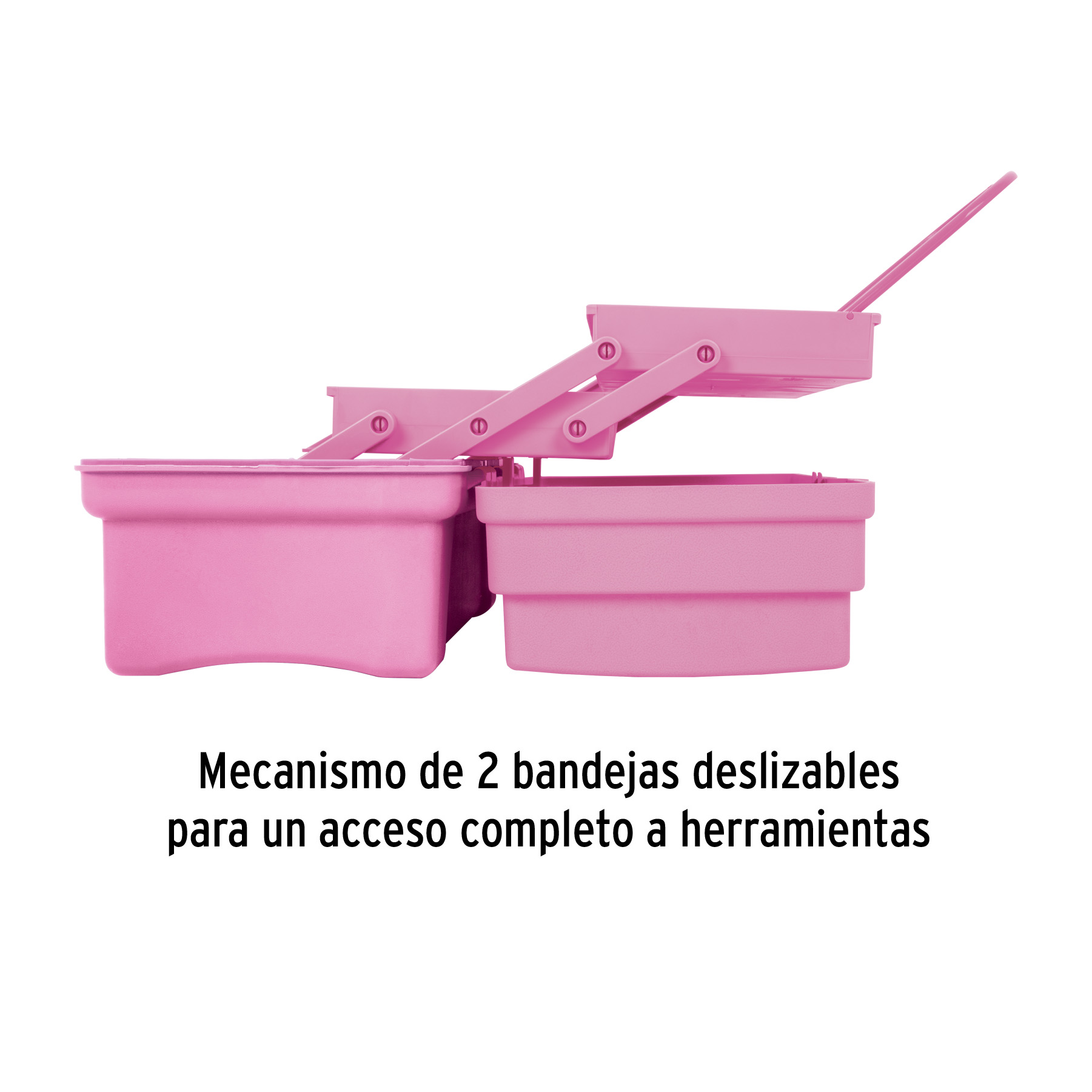 Caja cosmetiquera 14", doble bandeja, rosa, PRETUL PRETUL