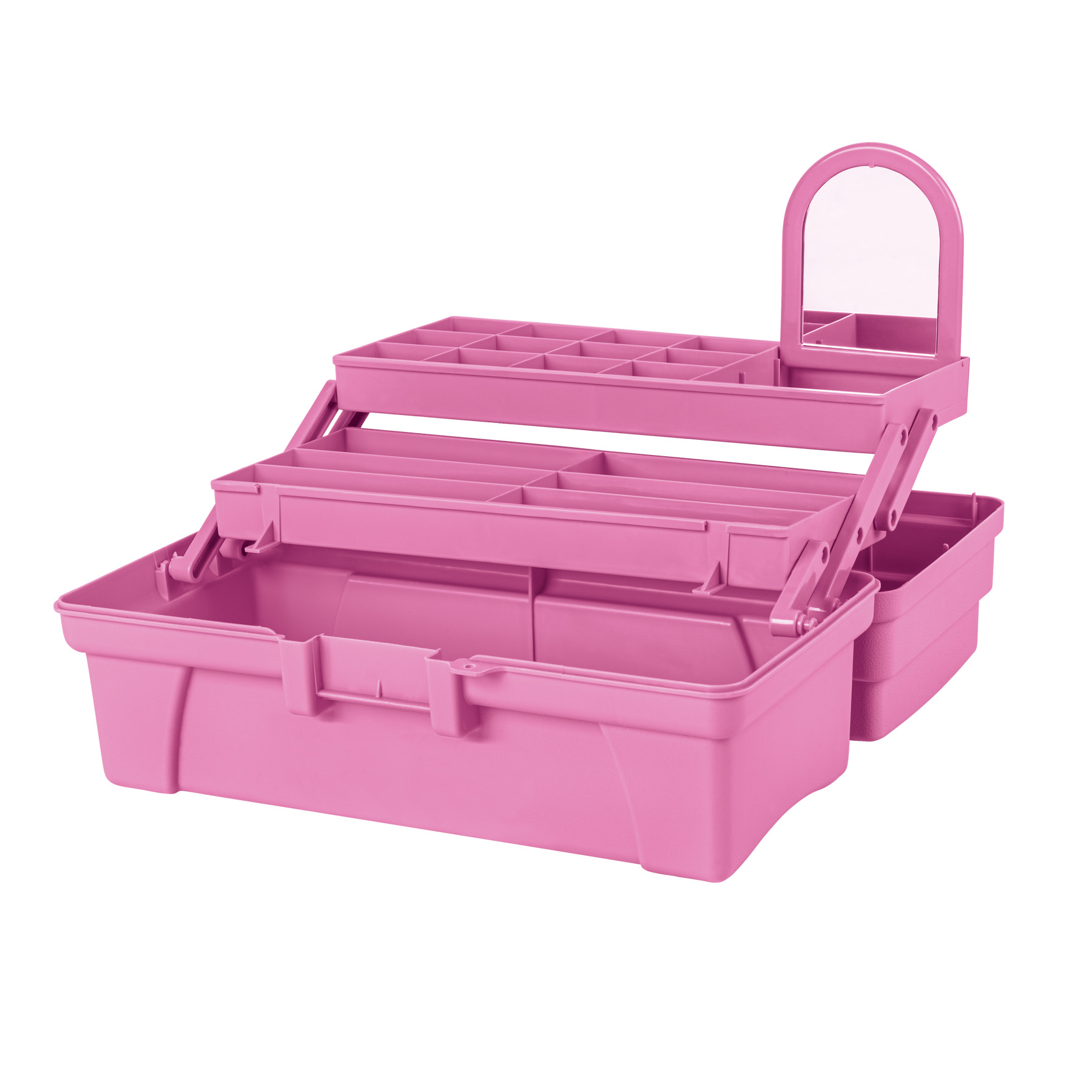 Caja cosmetiquera 14", doble bandeja, rosa, PRETUL PRETUL