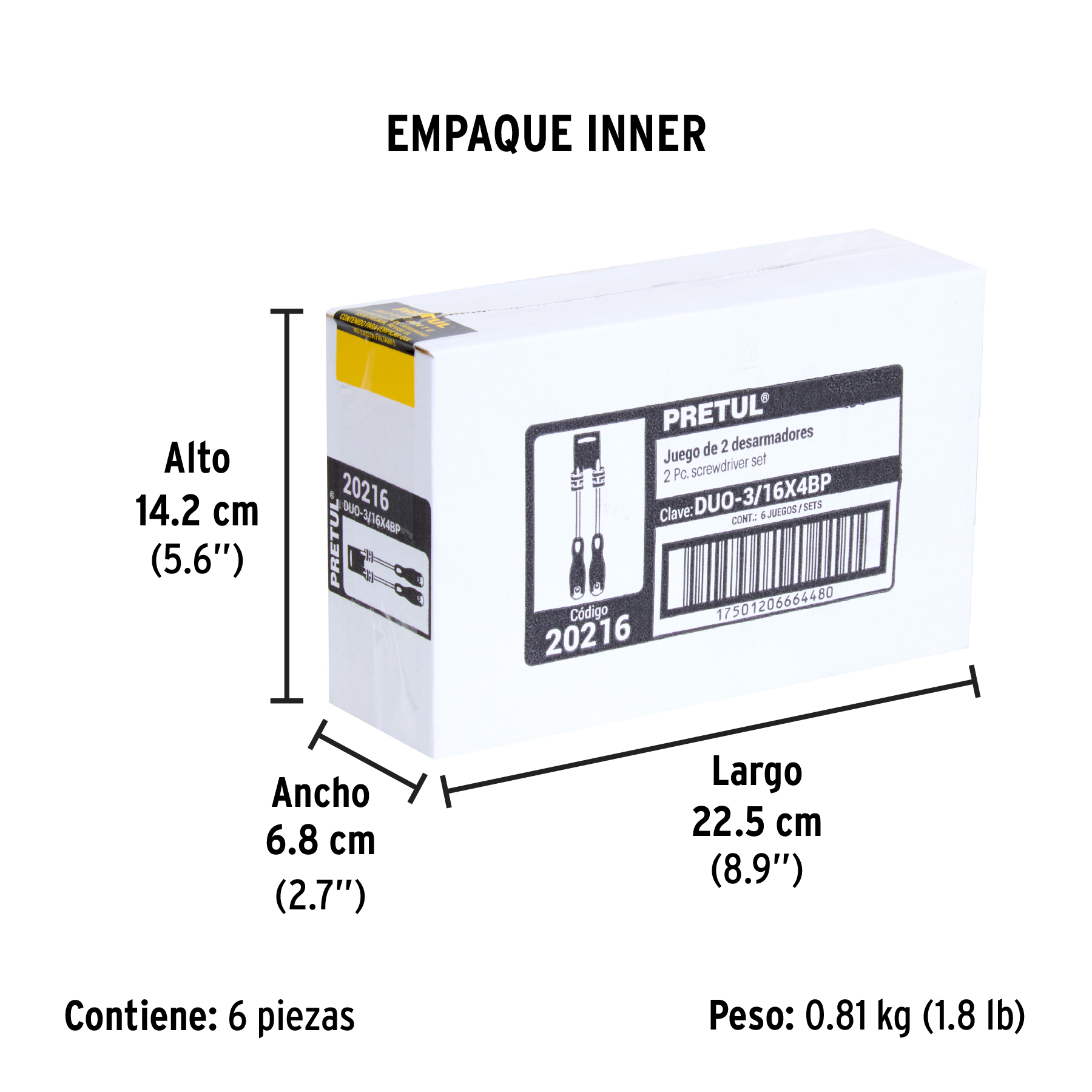 Dúo de desarmadores 3/16" x 4" mango Comfort Grip, PRETUL PRETUL
