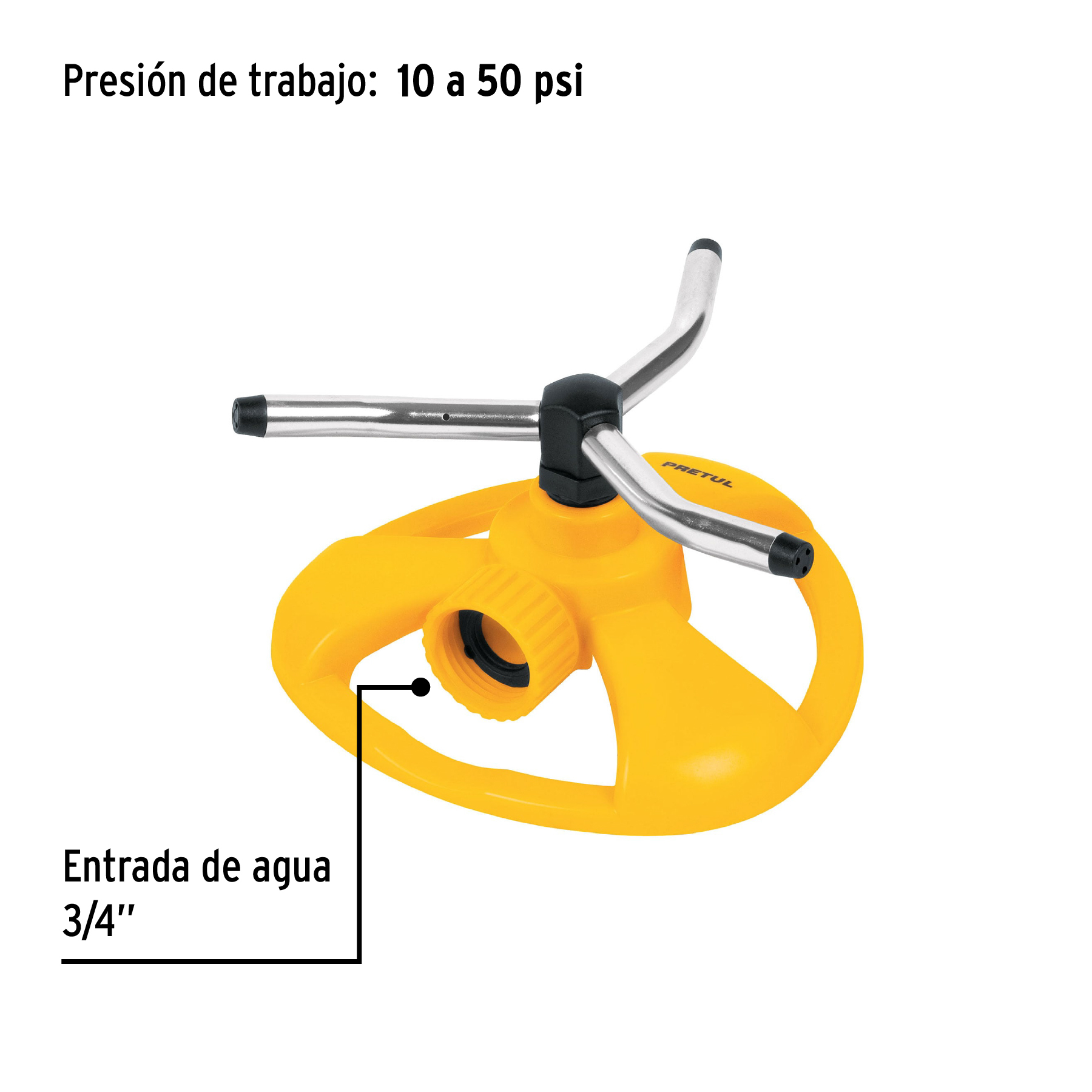 Aspersor giratorio de 3 brazos con base plástica, PRETUL PRETUL
