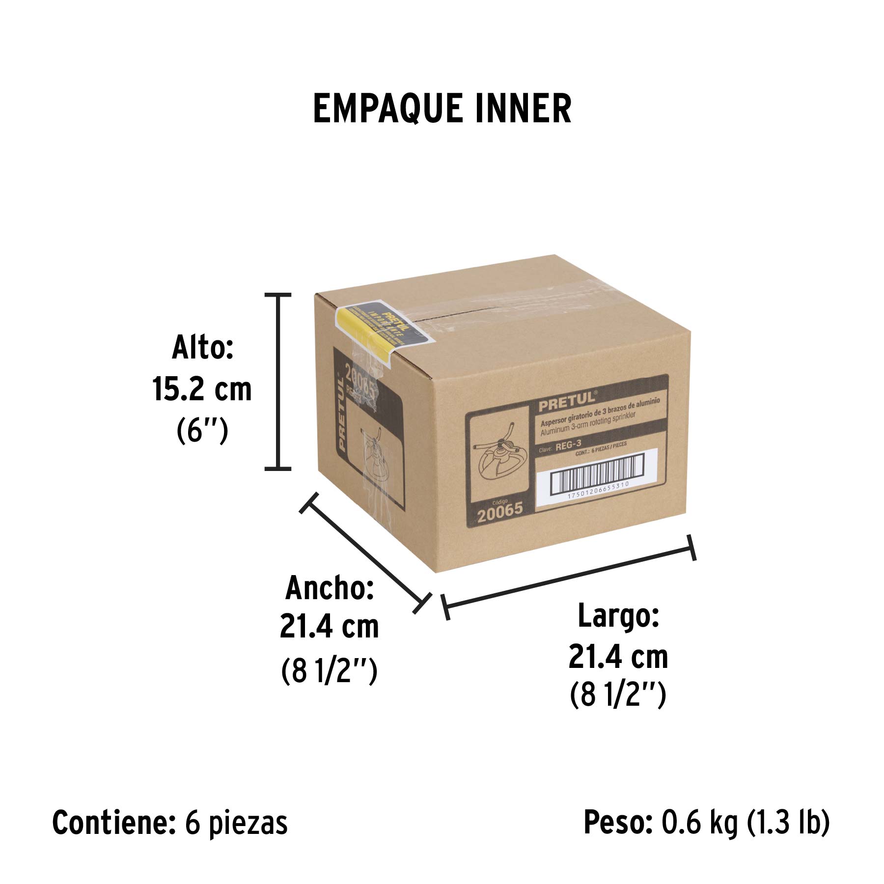 Aspersor giratorio de 3 brazos con base plástica, PRETUL PRETUL