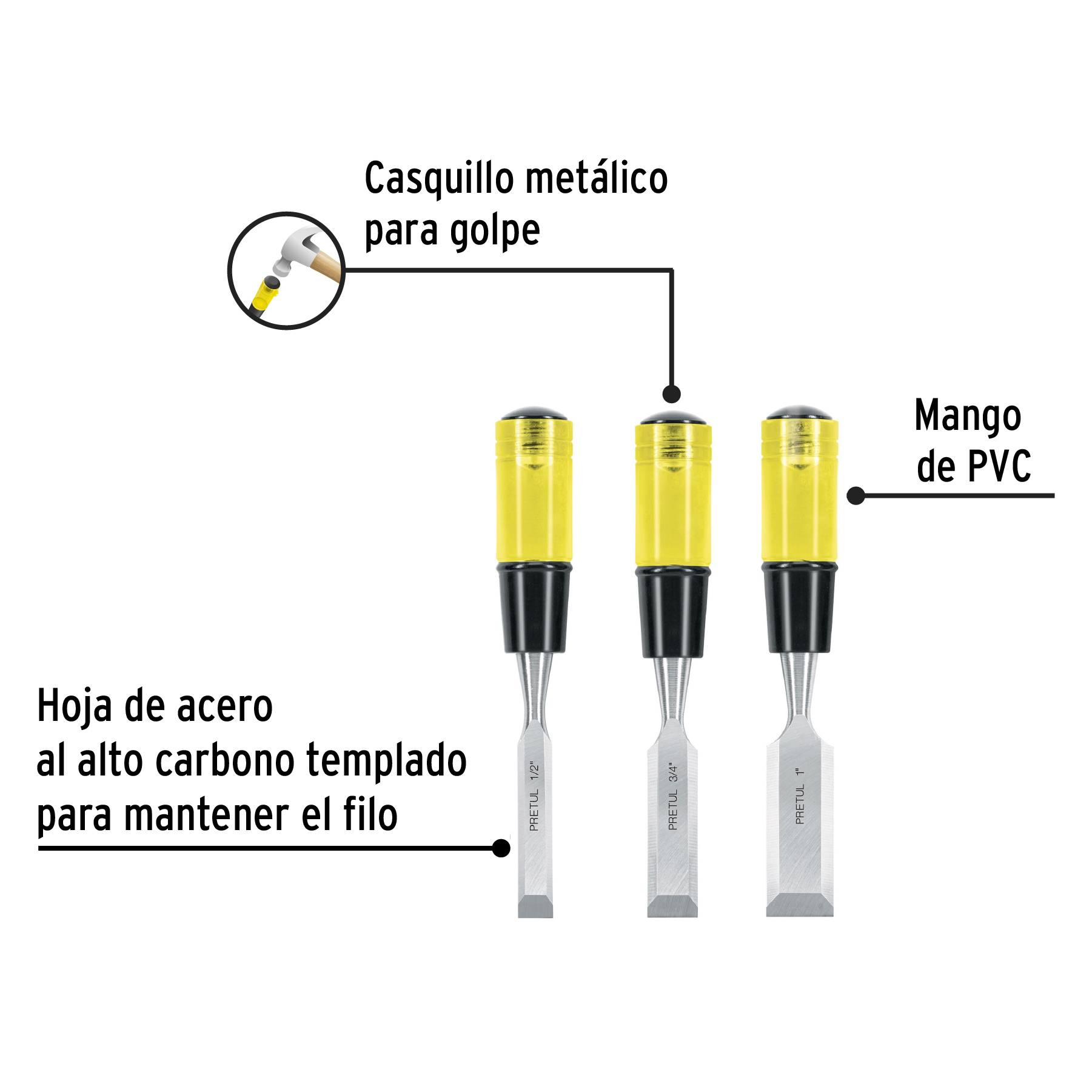 Juego de 3 formones PRETUL PRETUL