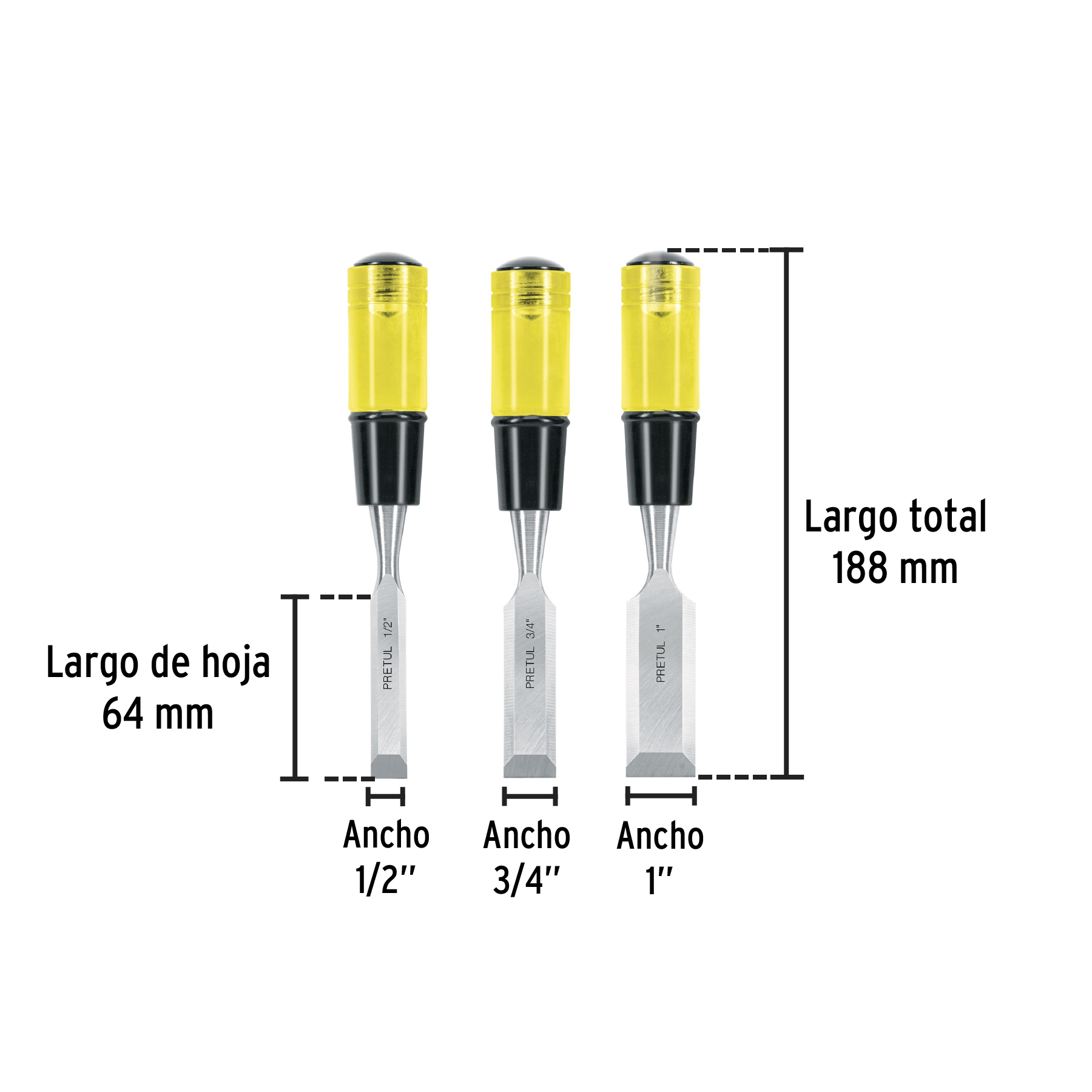 Juego de 3 formones PRETUL PRETUL
