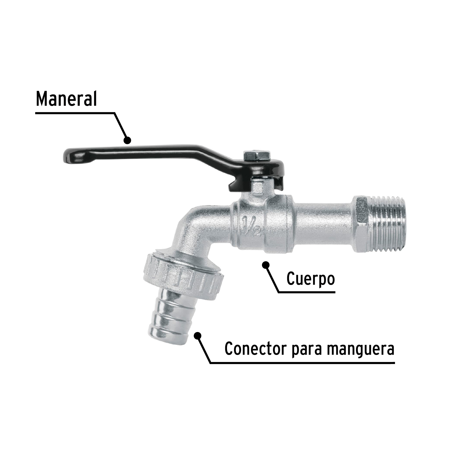 Llave de esfera, 1/2" de zinc, PRETUL PRETUL
