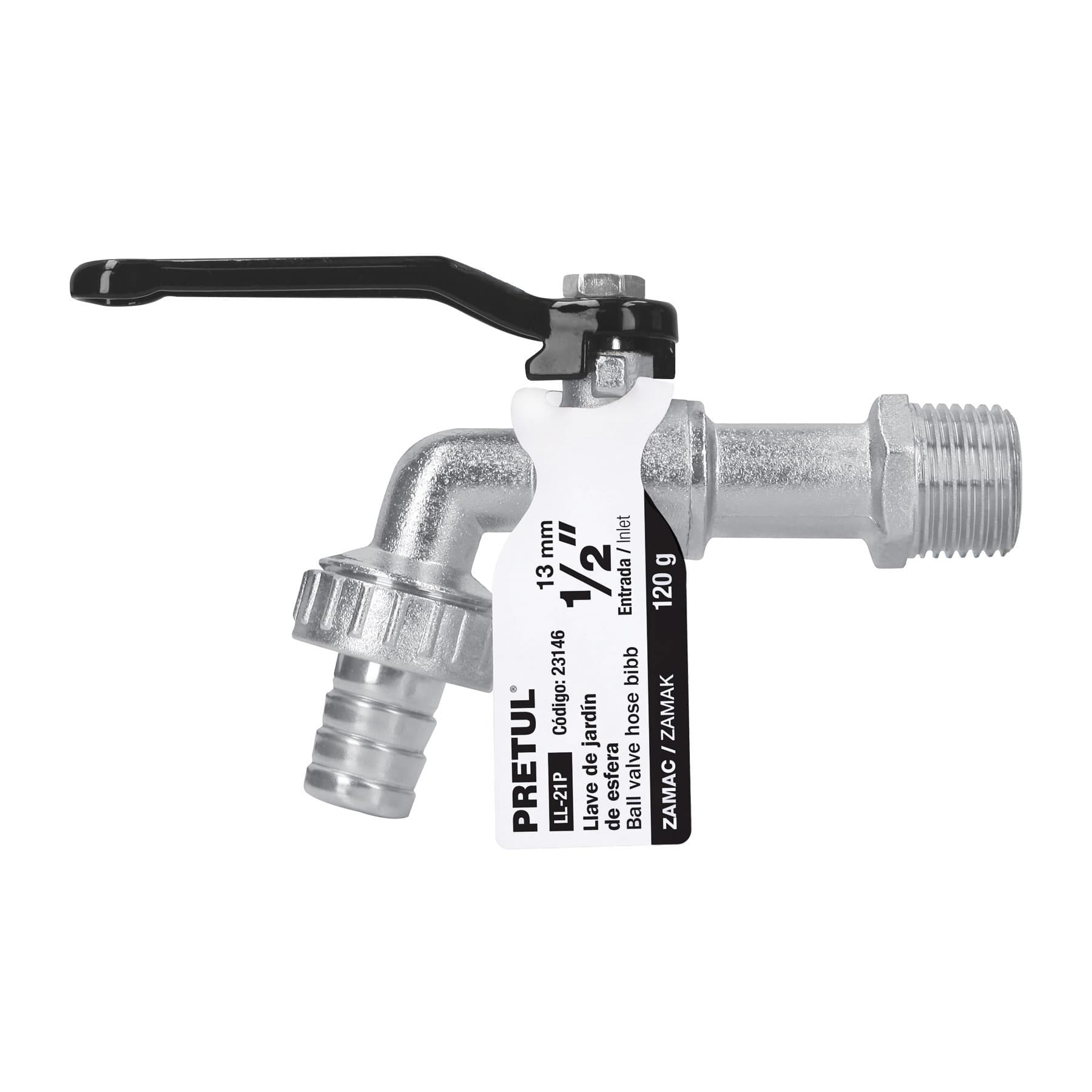 Llave de esfera, 1/2" de zinc, PRETUL PRETUL