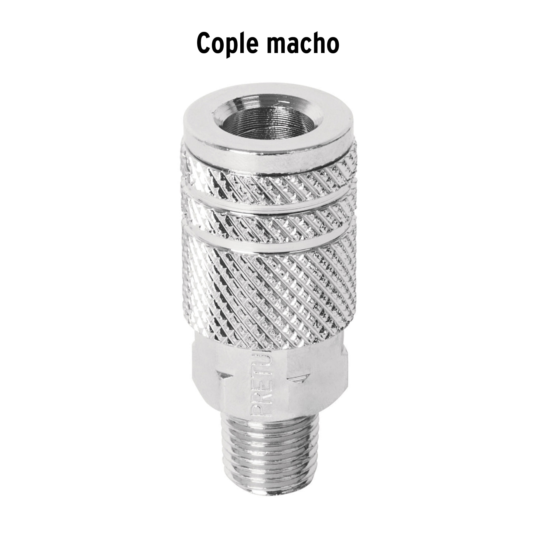 Cople rápido de acero, macho, cuerda 1/4" NPT, PRETUL PRETUL