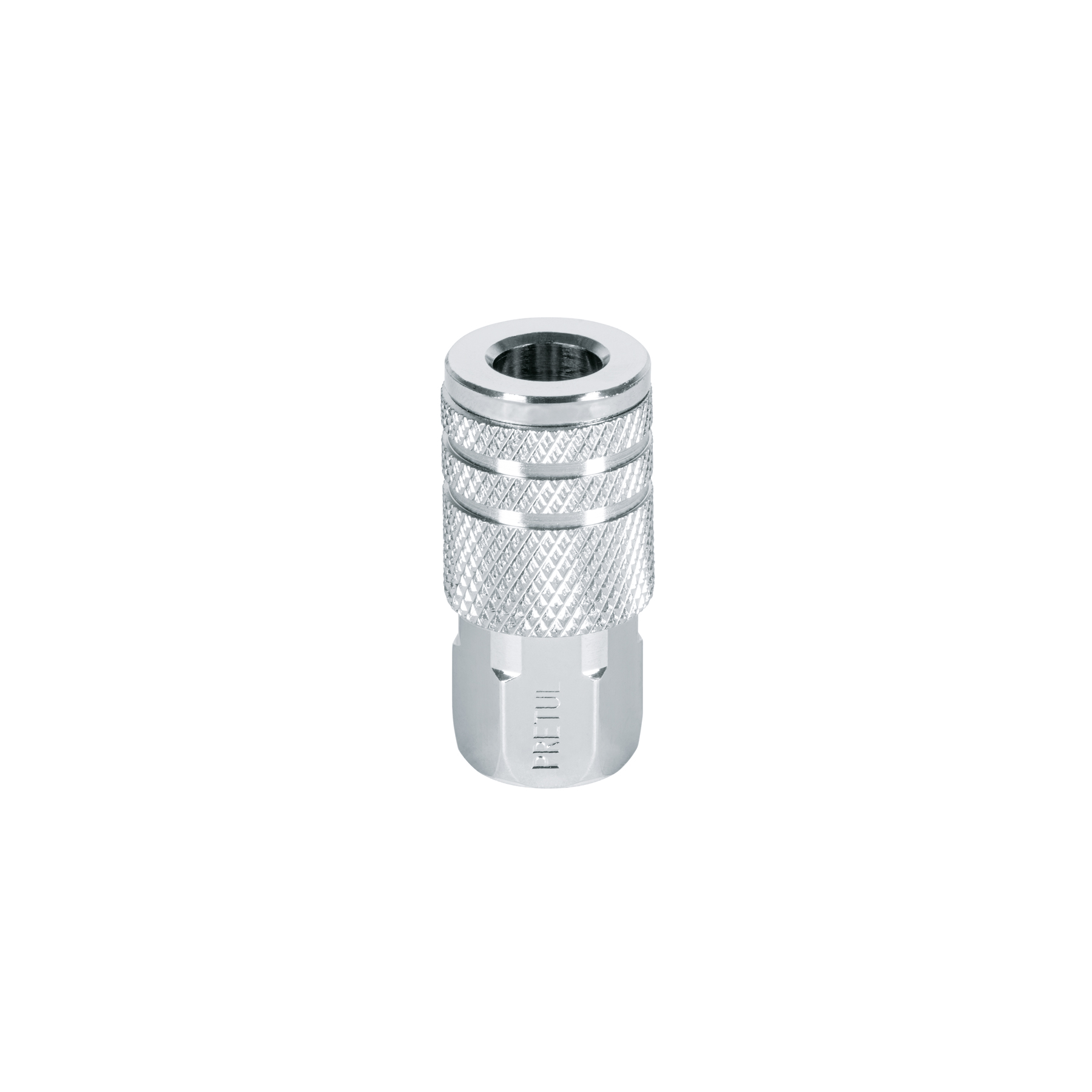 Cople rápido de acero, hembra, cuerda 1/4" NPT, PRETUL PRETUL